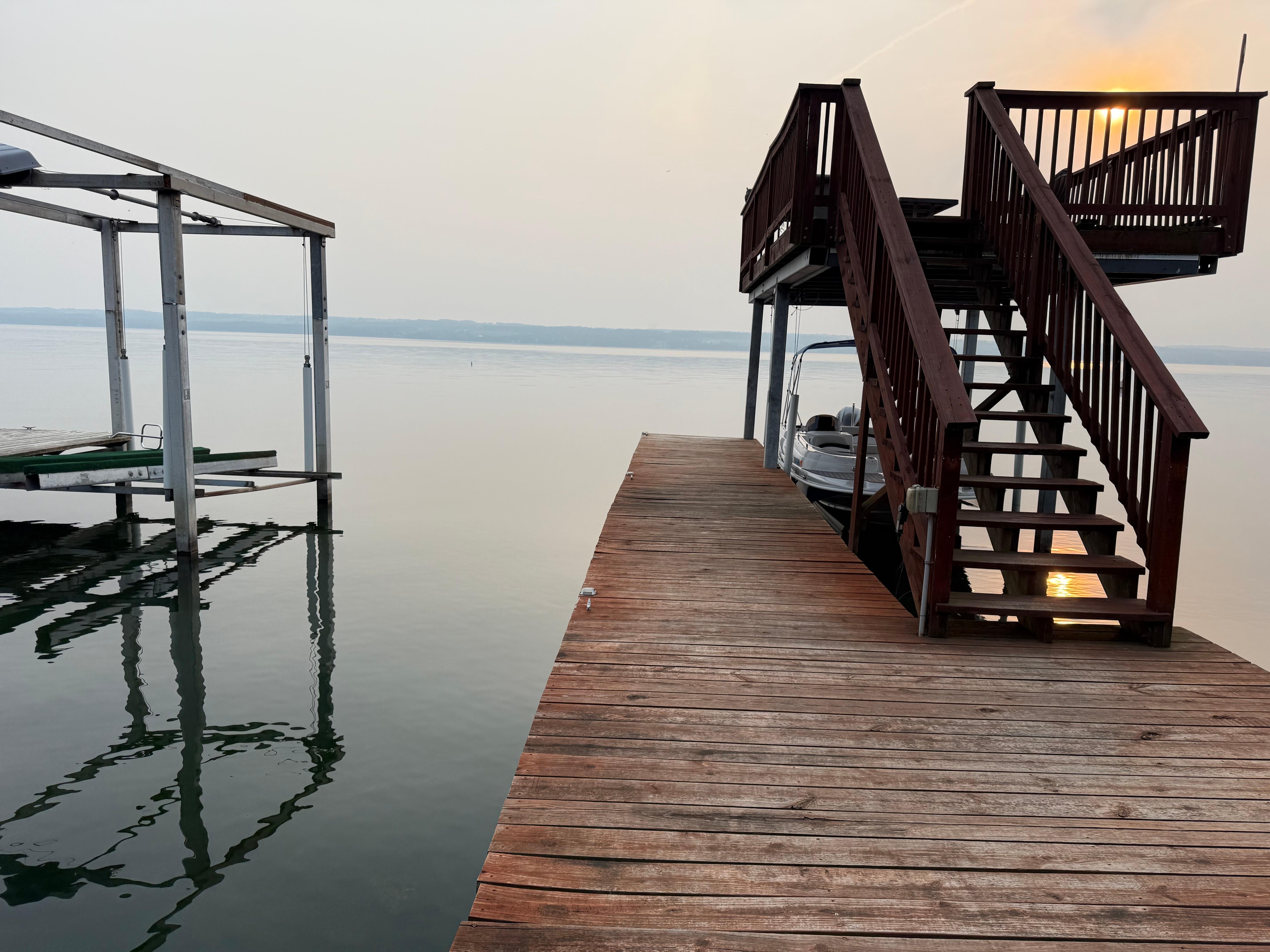 Two-tiered dock deck.
