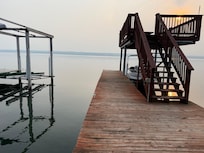 Two-tiered dock deck.