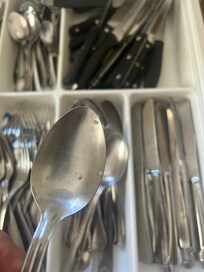 The cutlery was dirty and the drawer disgusting with hair and food and dust