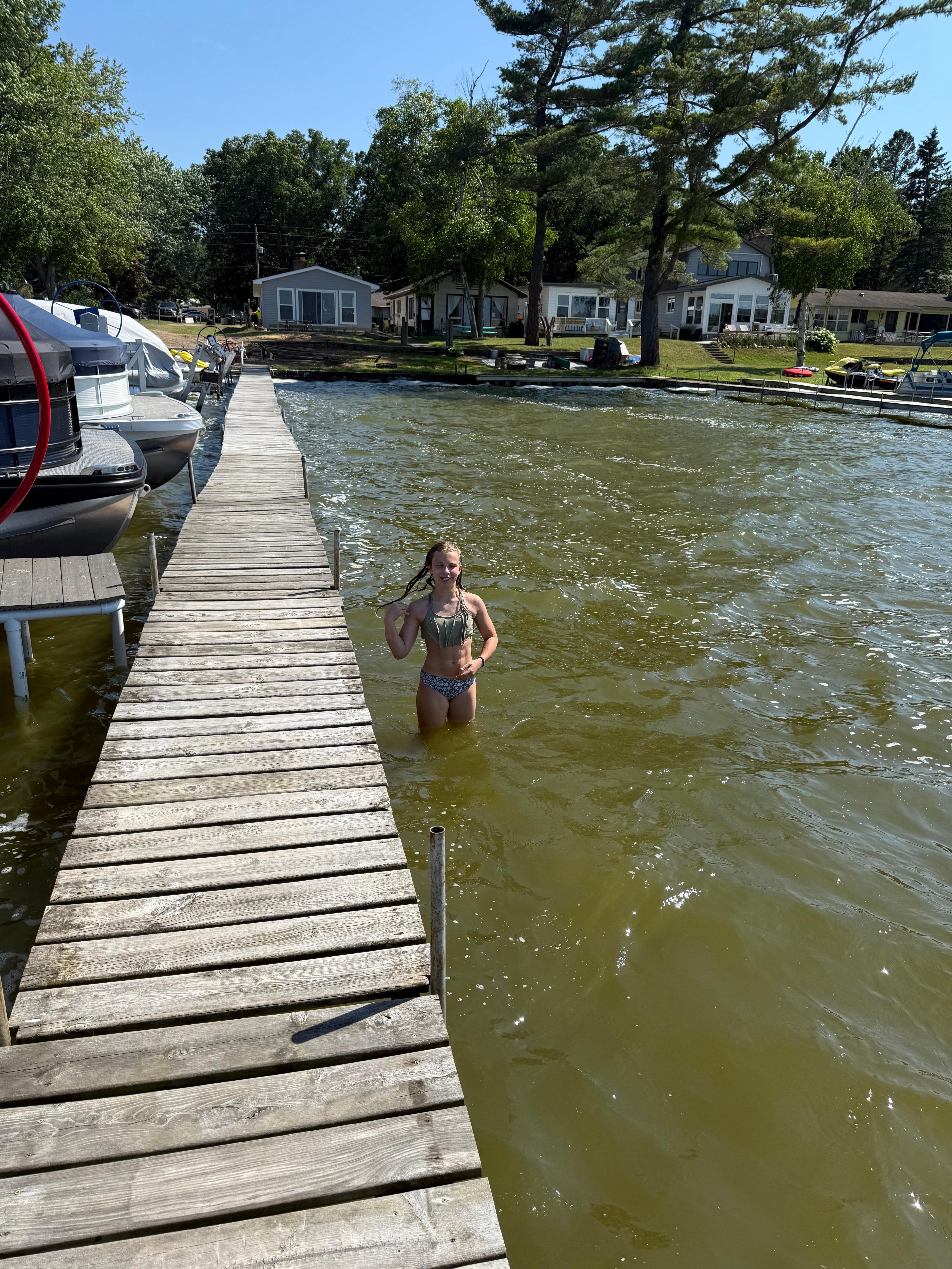 Swimming by the dock 