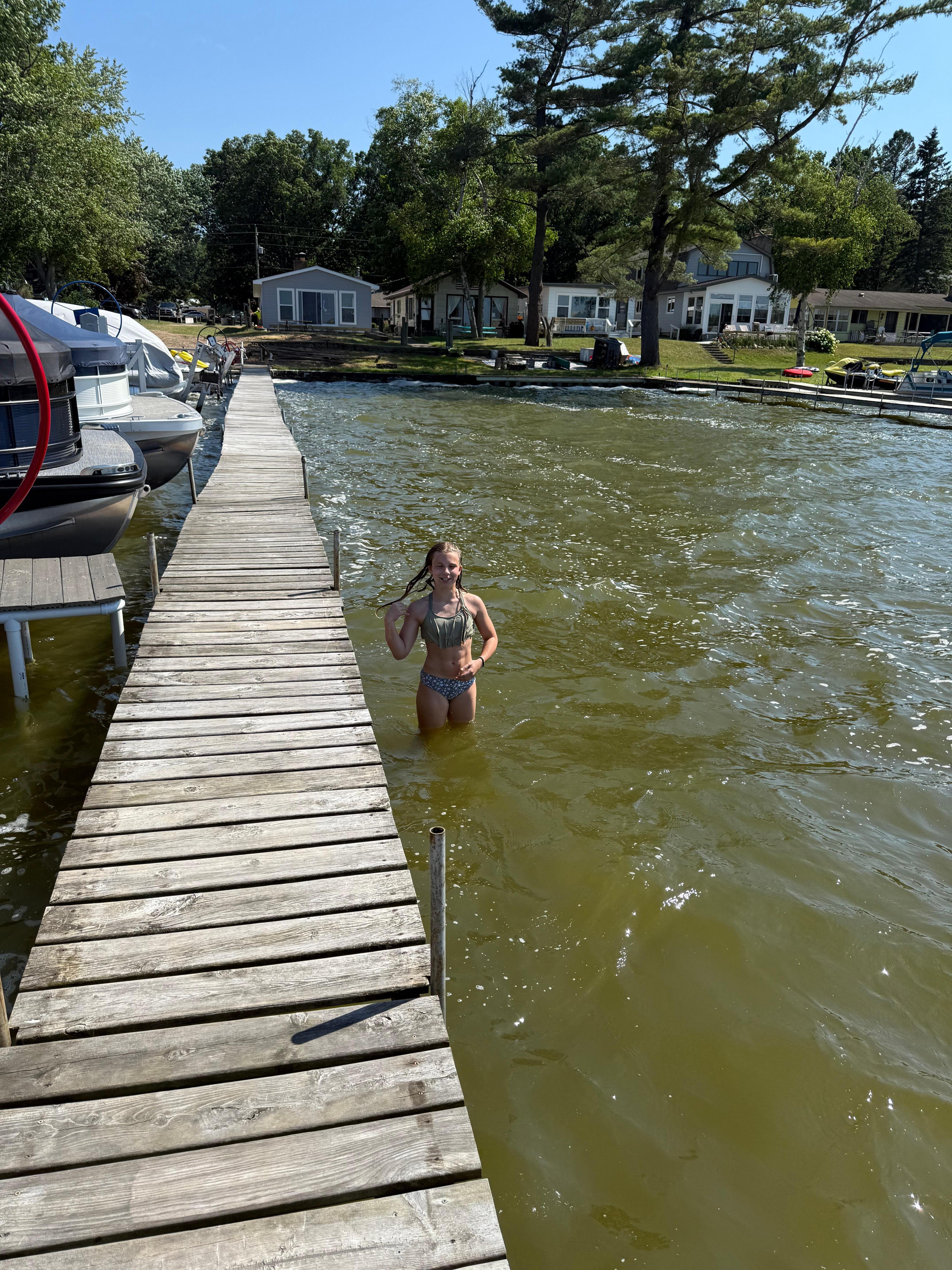 Swimming by the dock 