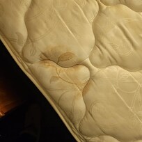 Unknown substance on unprotected mattress