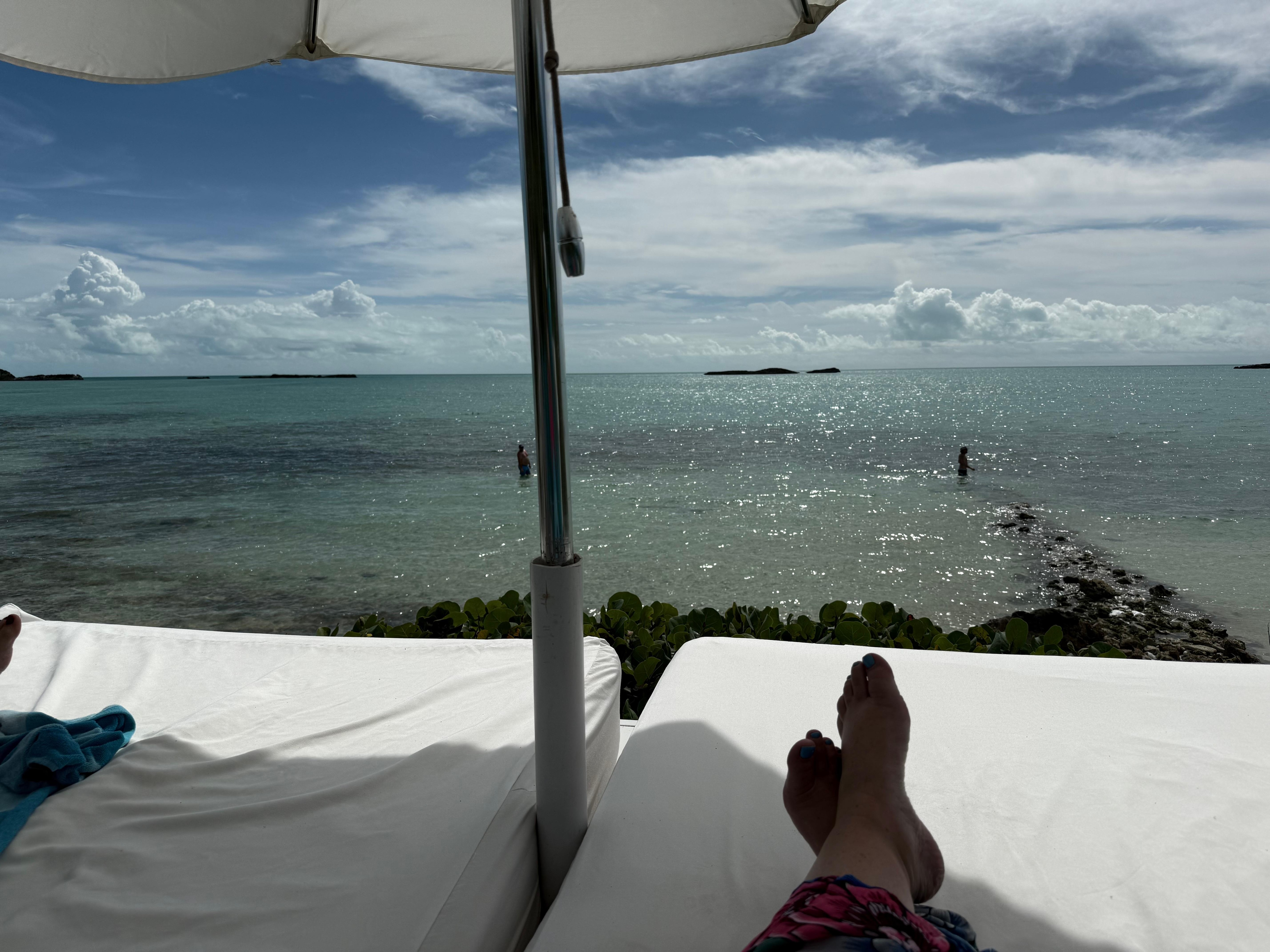 Day bed view at the ocean front 