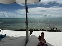 Day bed view at the ocean front