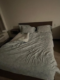 Bed upon entering room