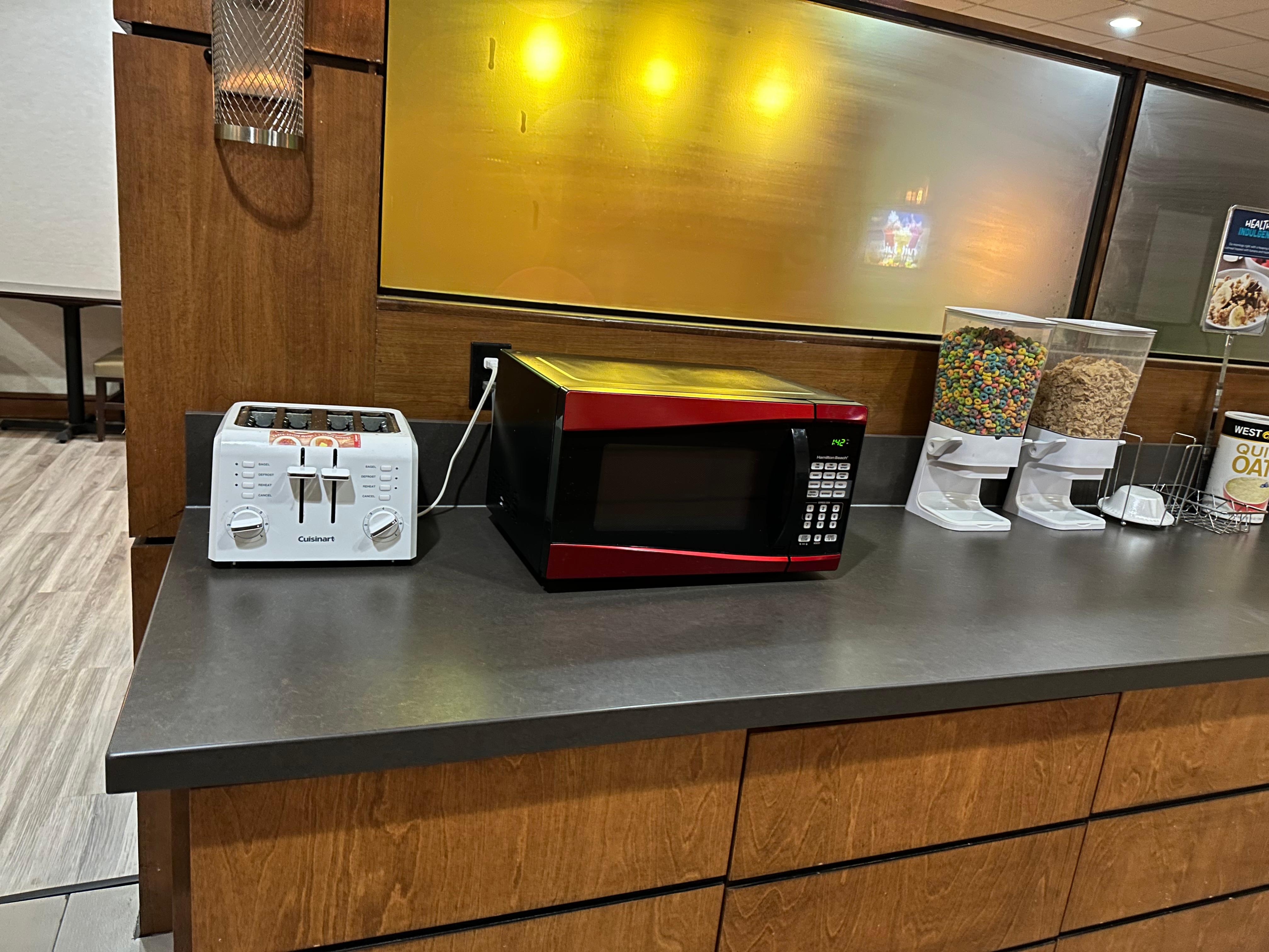 There was no bread to make toast. There were no muffins there was no pancake syrup or mix nothing.