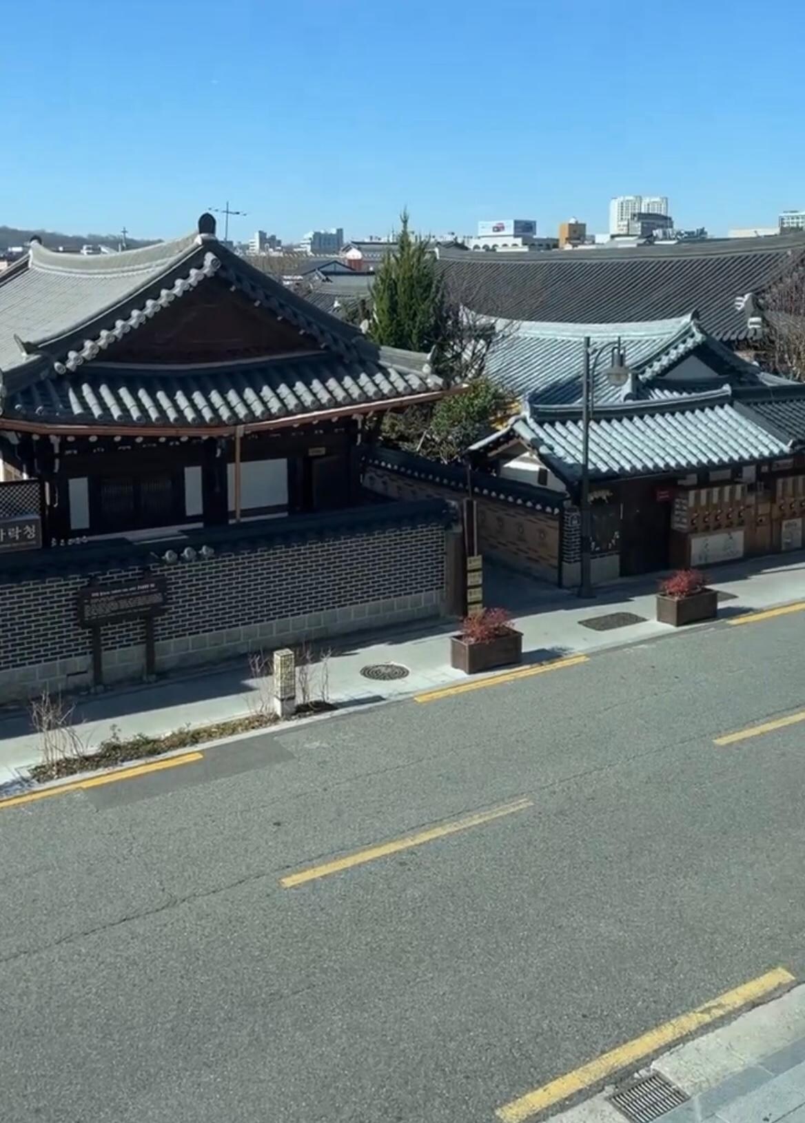 View of the hanok village from the lobby
