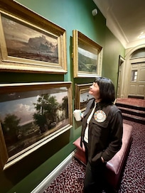 Checking out the artwork