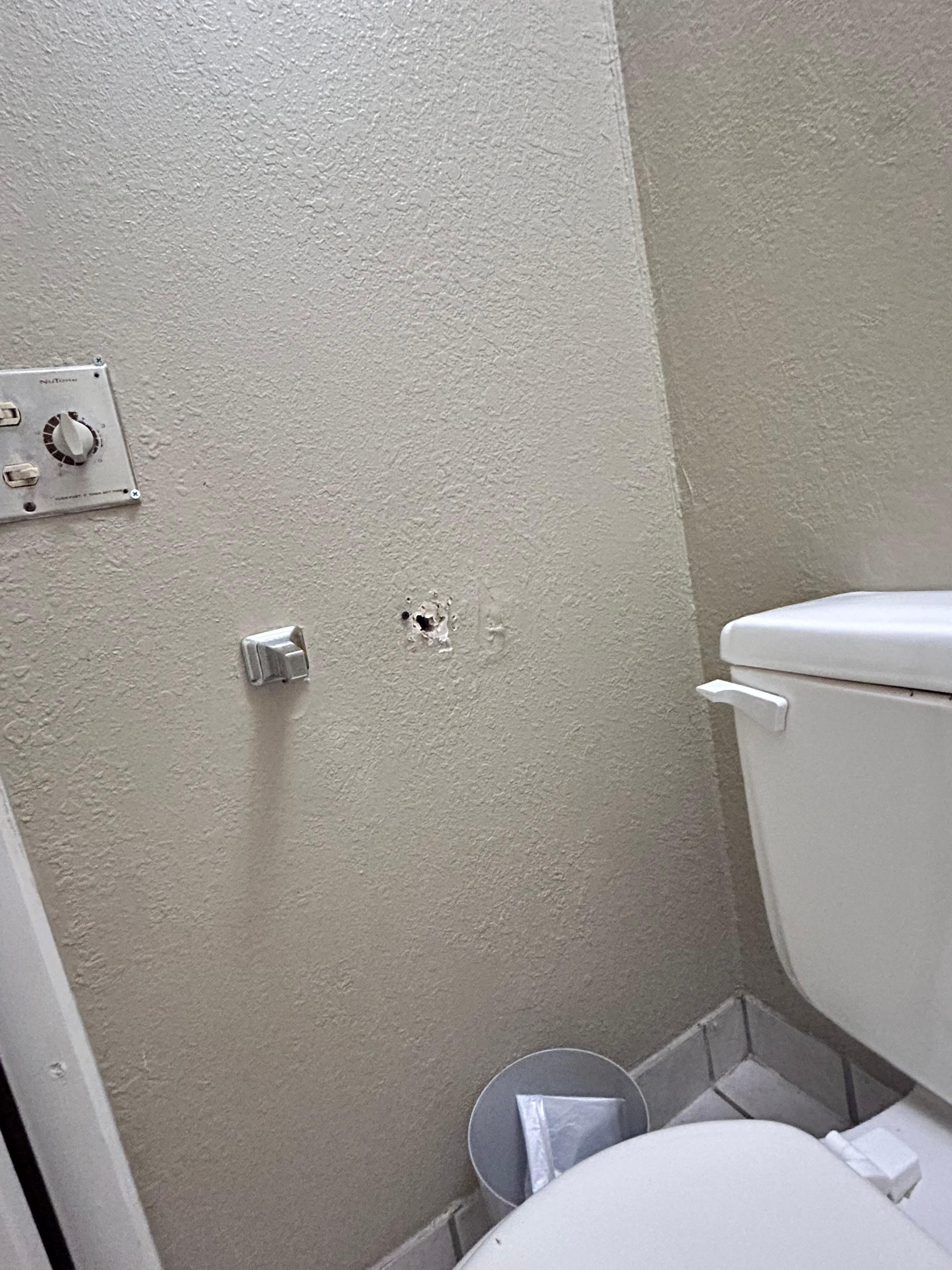 Unprofessional holes in the bathroom
