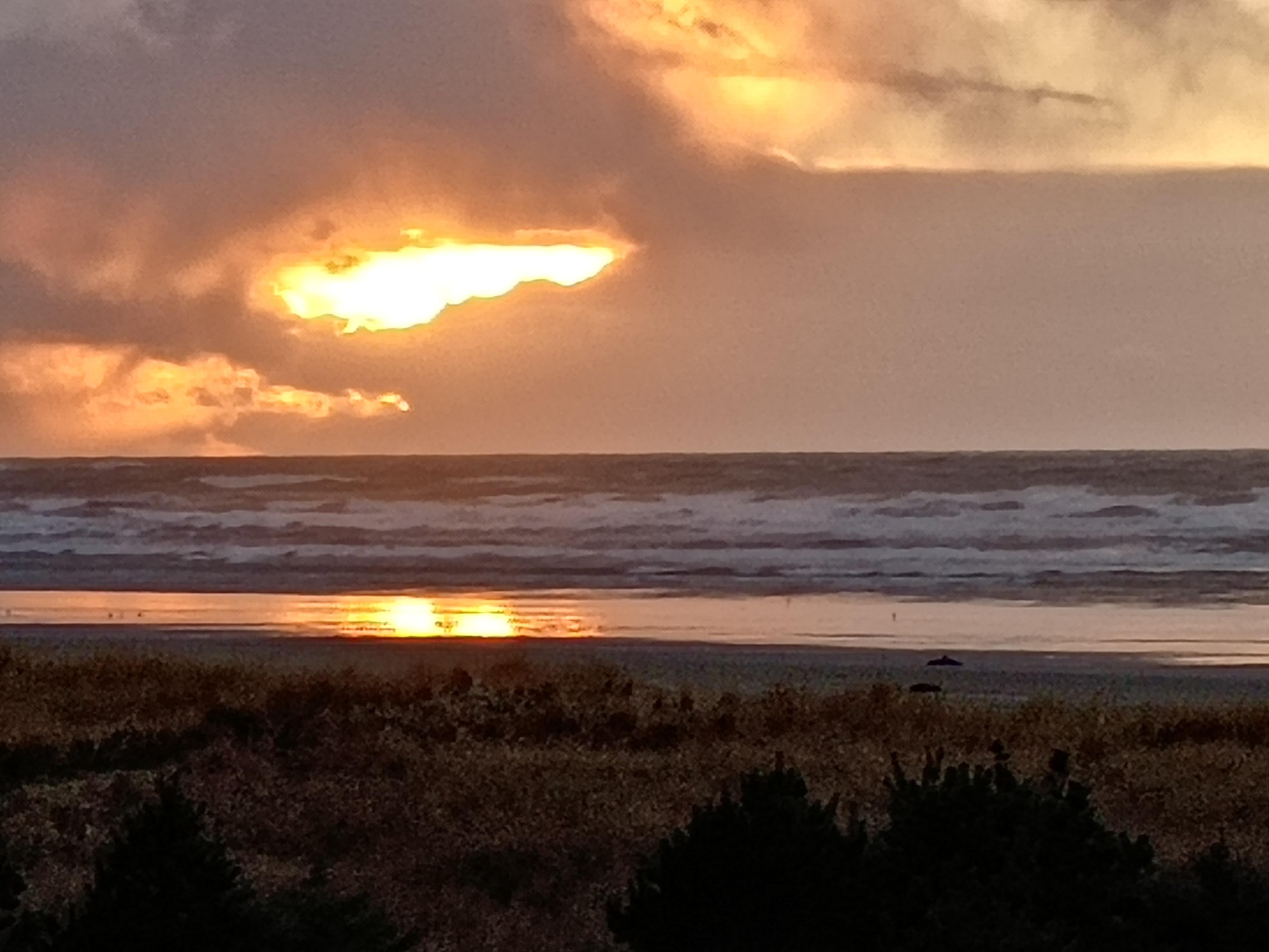 the sunset from the balcony of the Inn at the Prom.