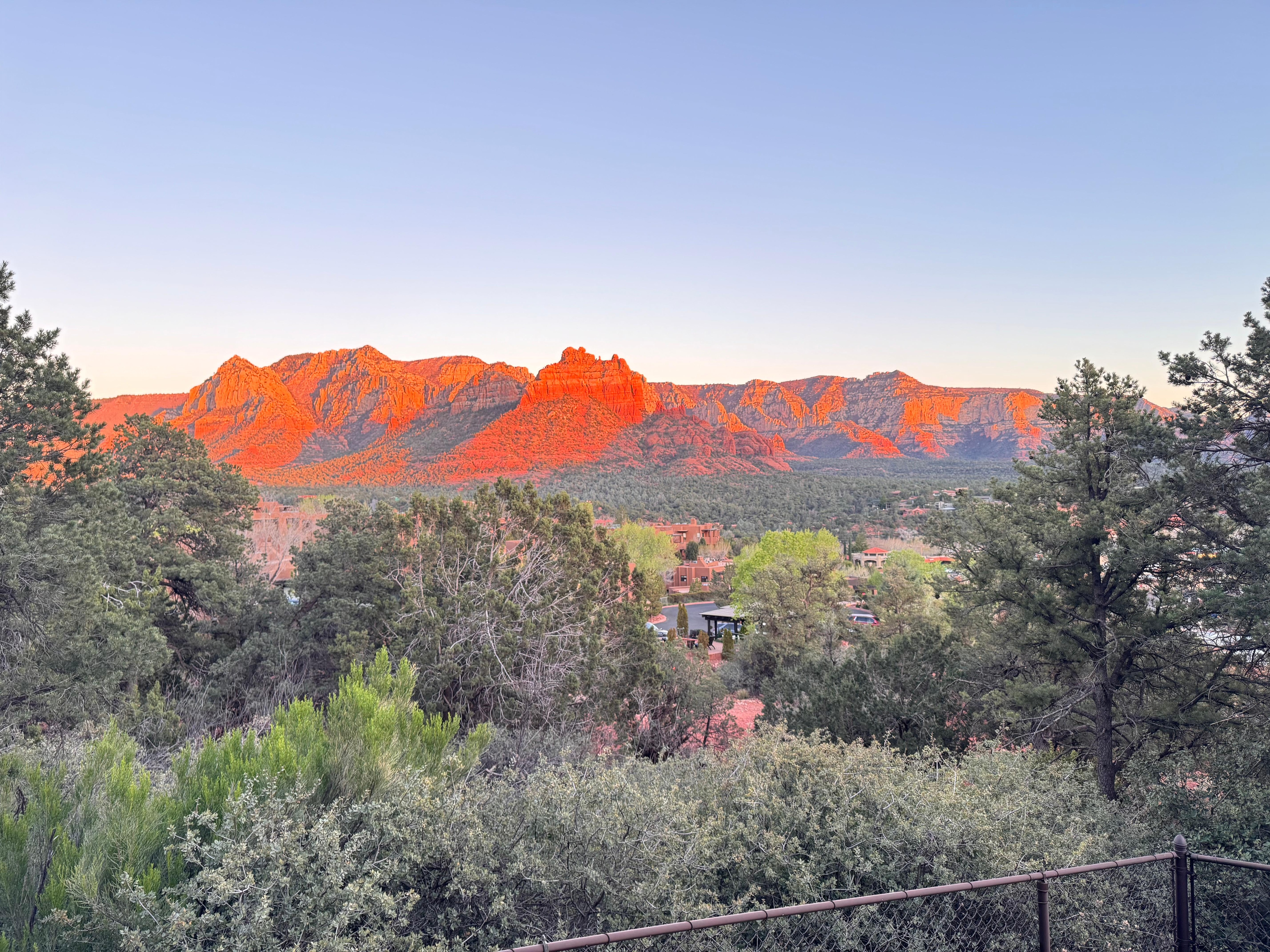 View from lower patio in the evening 