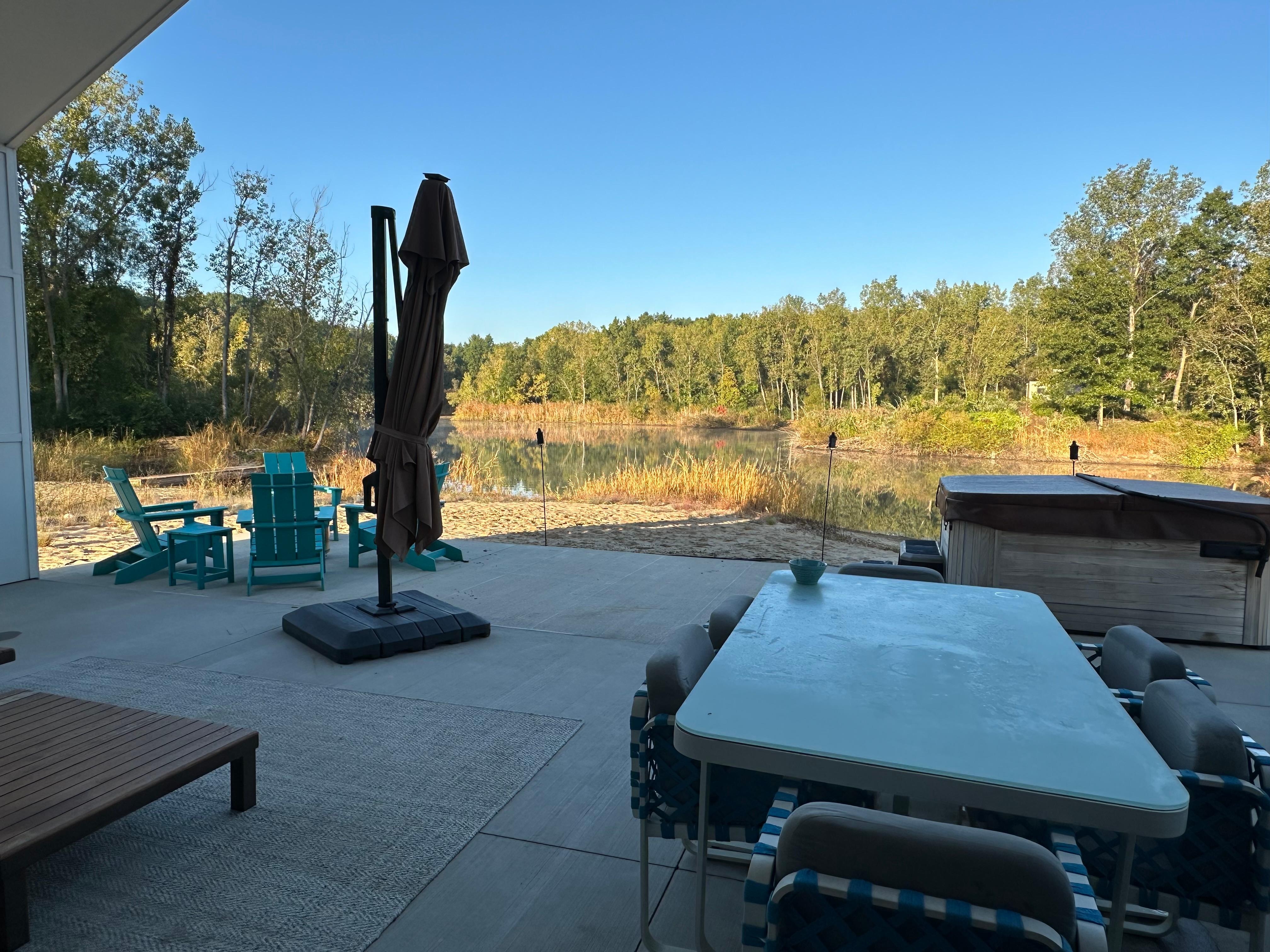 Back patio facing community lake. 
