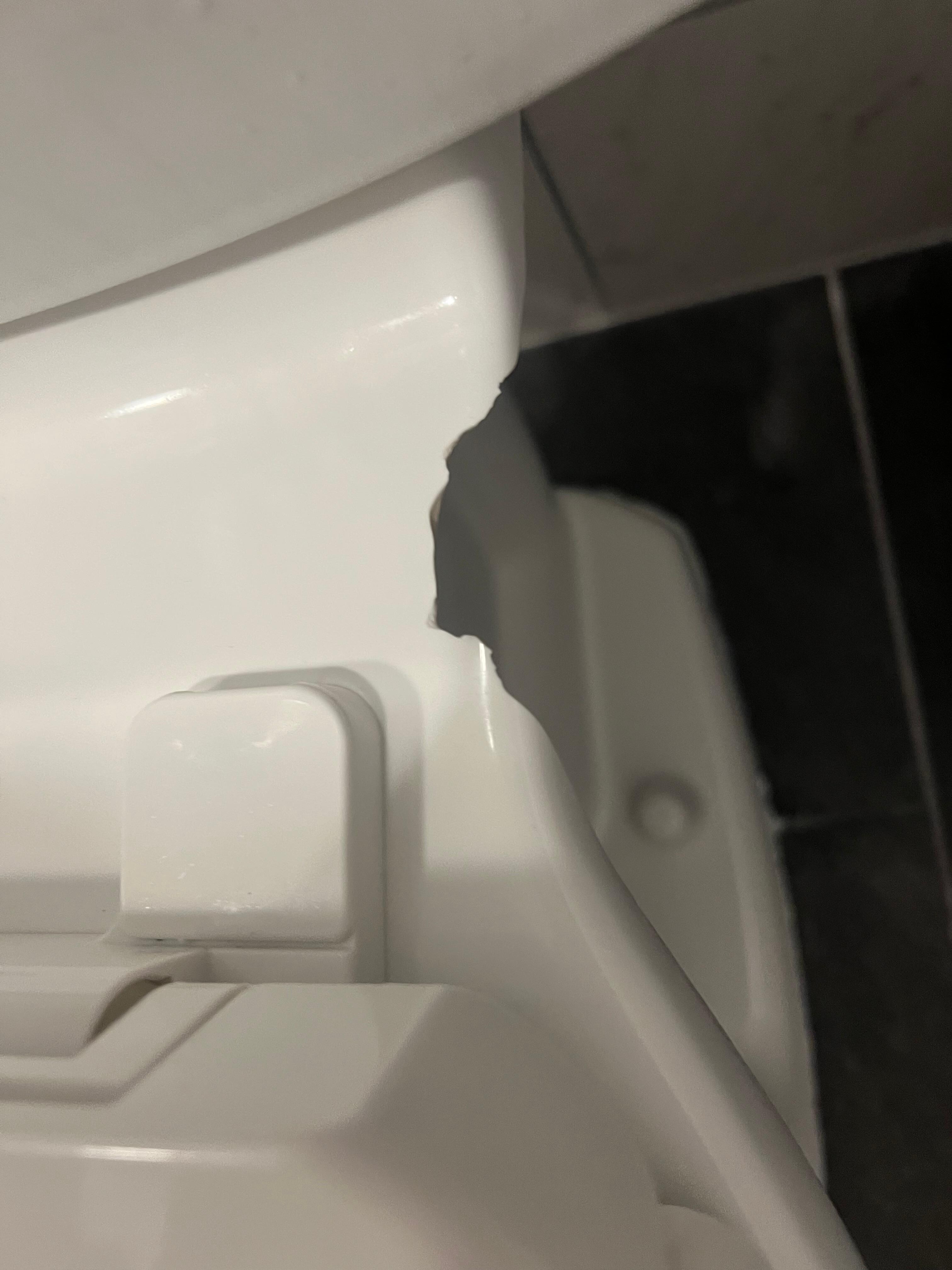 Broken behind seat