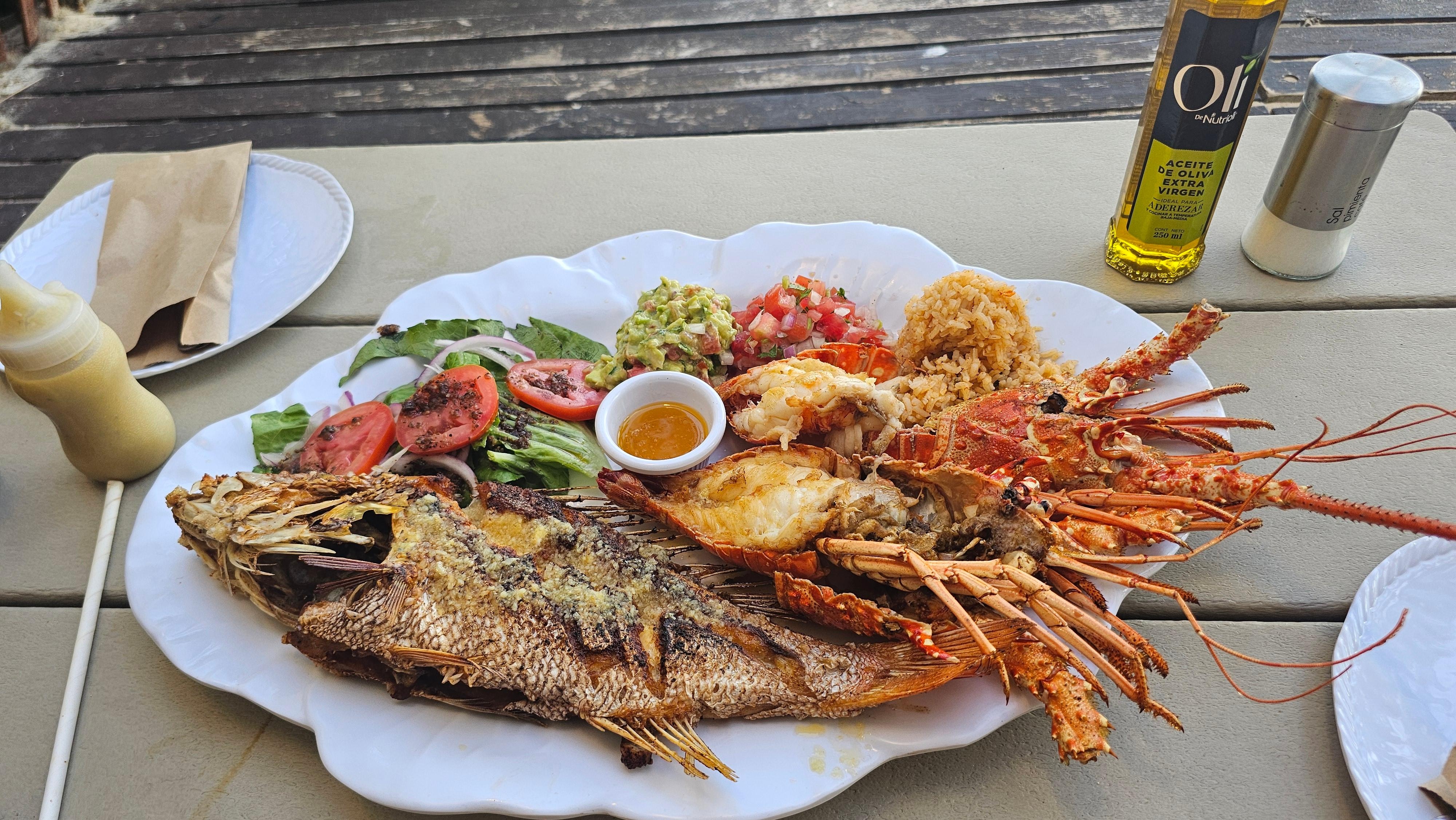 Whole fish and lobster platter