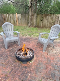I wish I would’ve taken a picture of the beautiful deck that is right there next to the fire pit area. We didn’t use it, but there was a grill and all of the equipment to have a cookout if you wanted to.