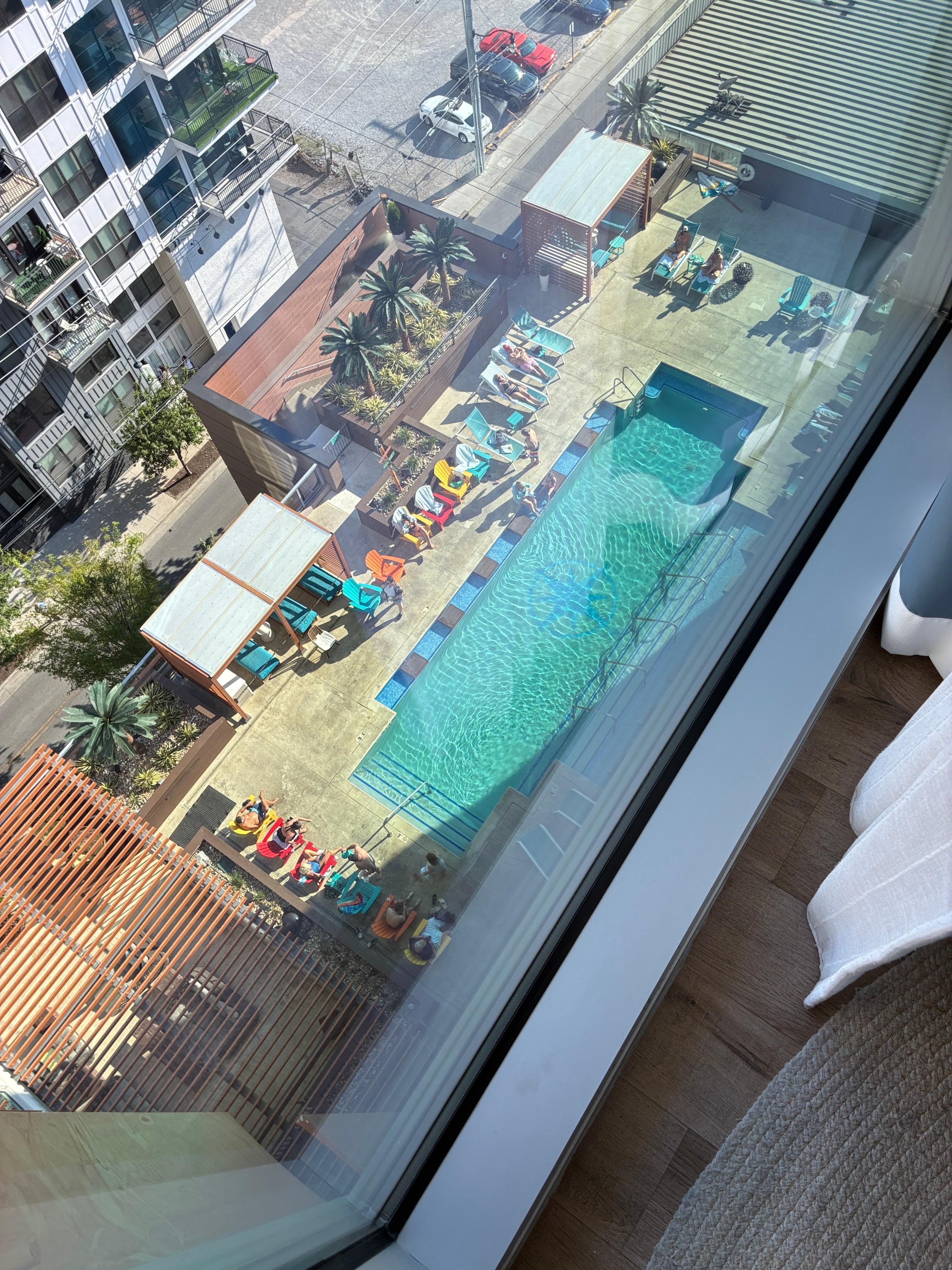 Pool view from our room on the 11th floor