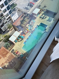 Pool view from our room on the 11th floor
