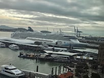 View from room of ship we are going to get on.