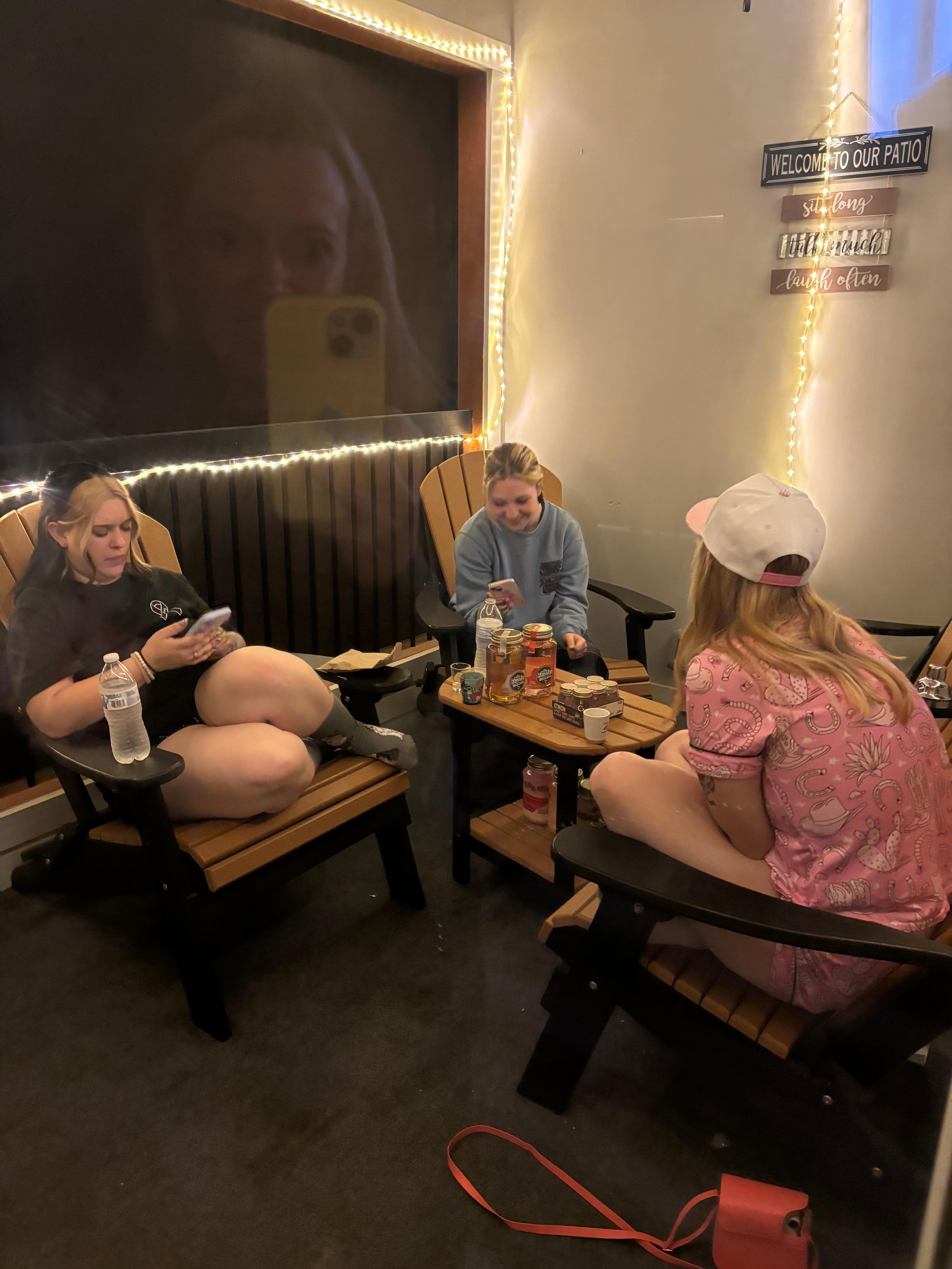 Relaxing for the night after a long day walking around.