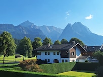 View from the balcony. Has a table and 4 chairs, so eating with this view was superb.