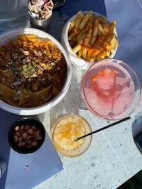 Drinks at rooftop restaurant.