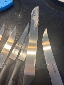 Food encrusted knives