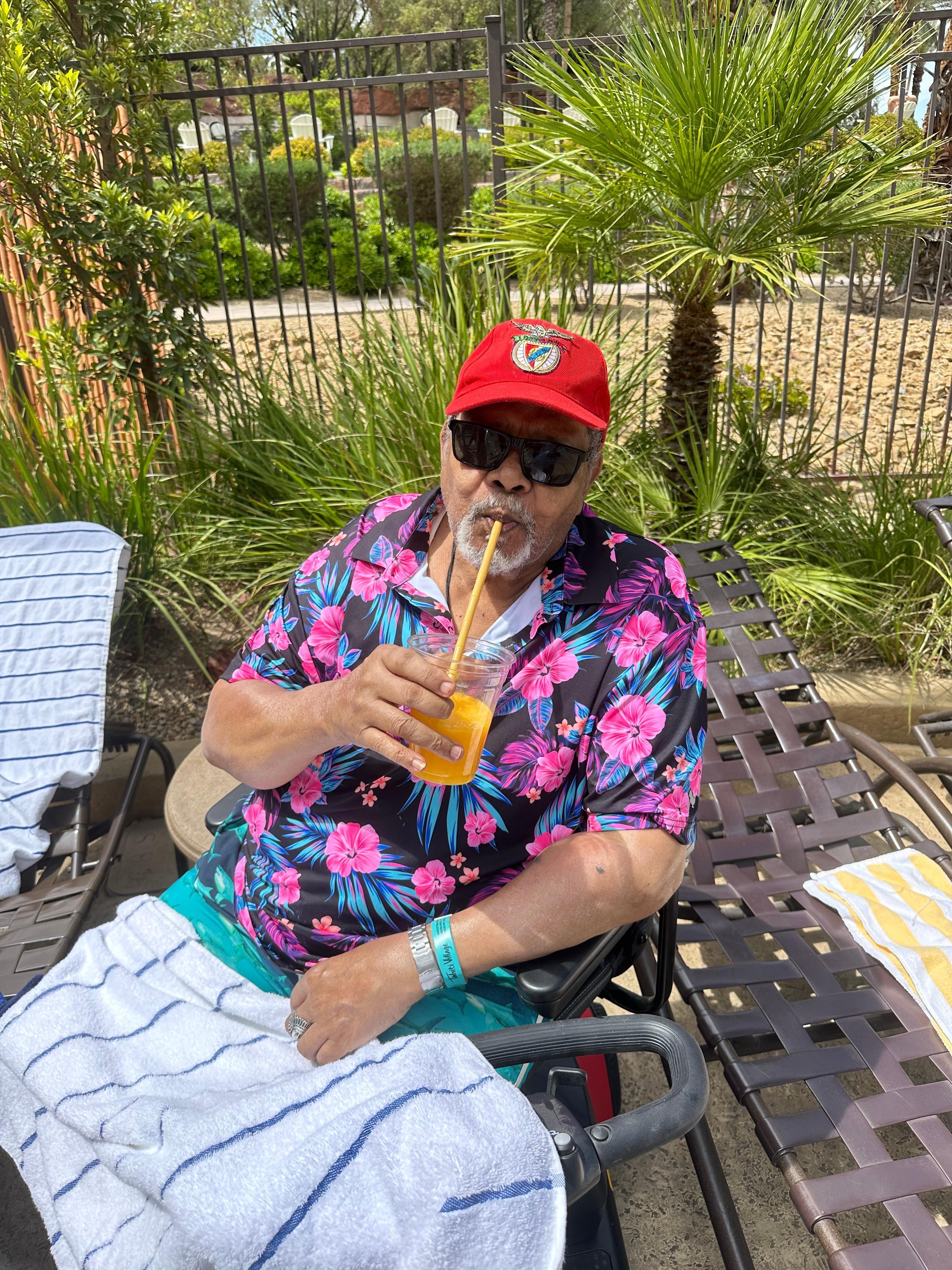 Mango slushy by the poolside