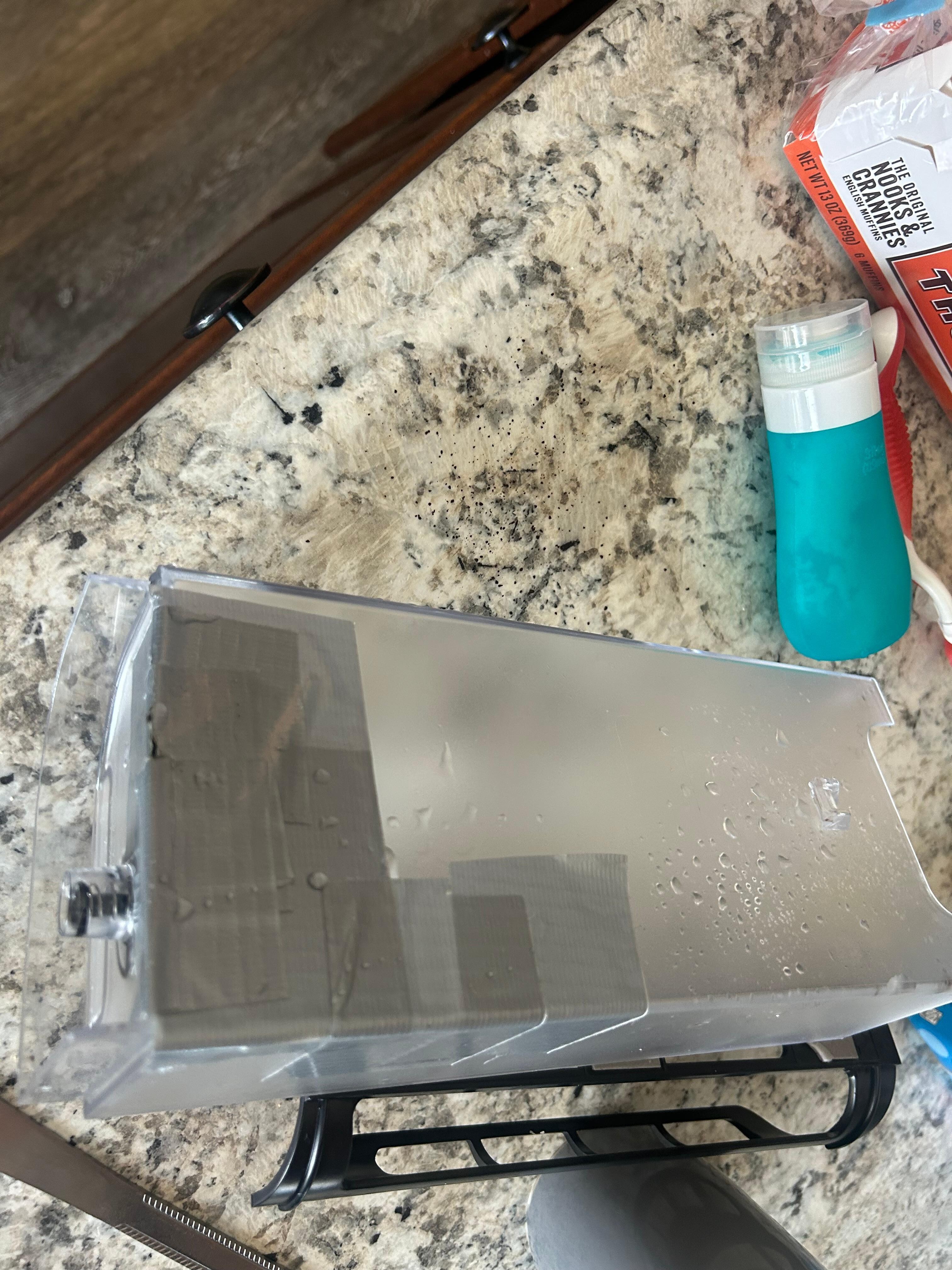The Keurig tank was leaking and duct taped. 