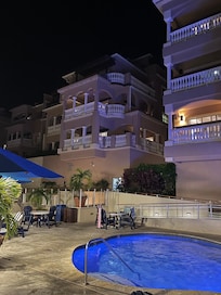 Unit on first level. Nice wraparound balcony