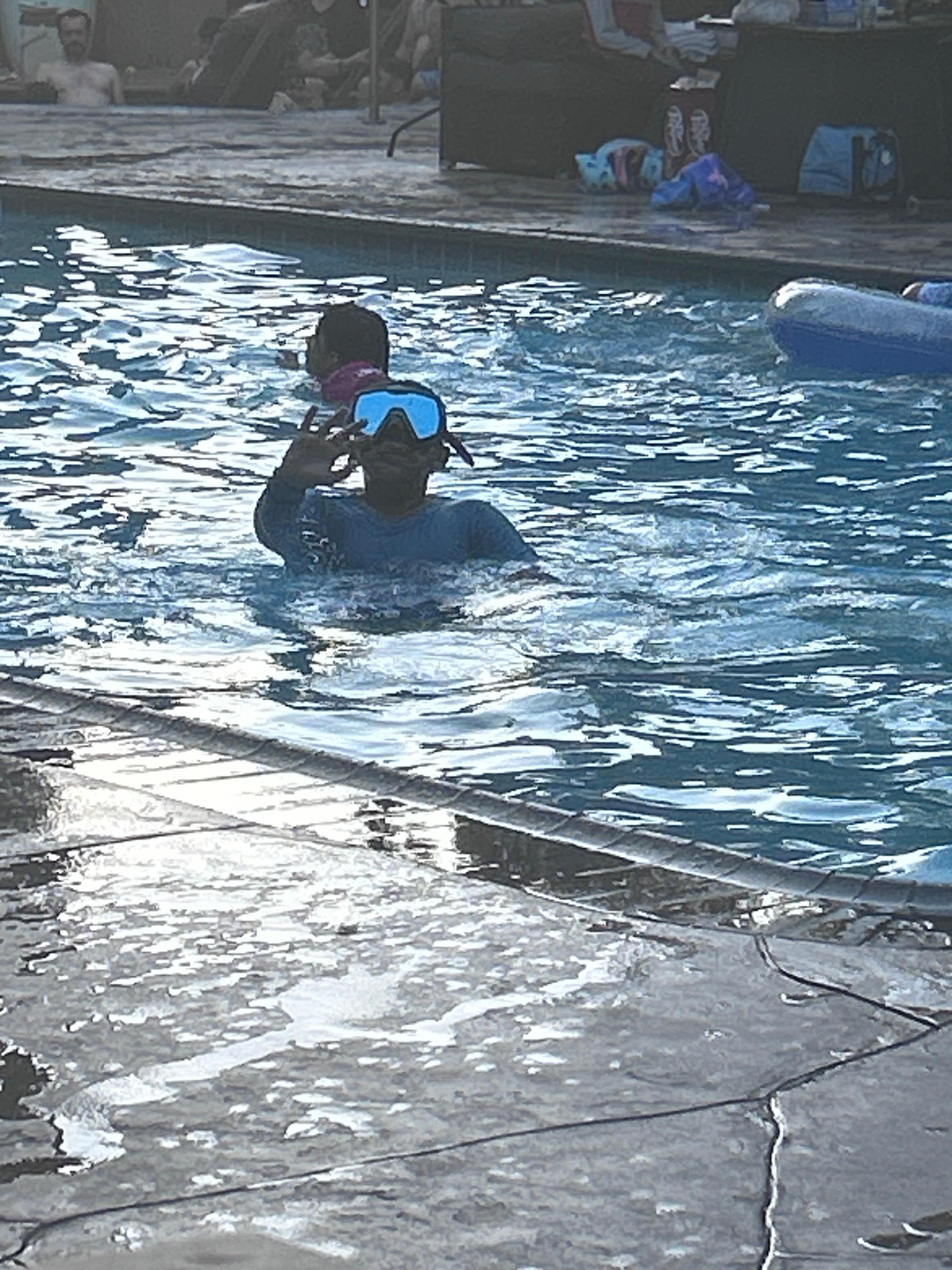 Grandbabies enjoying the pool!
