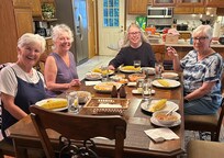 Sharing a meal at the beautiful table