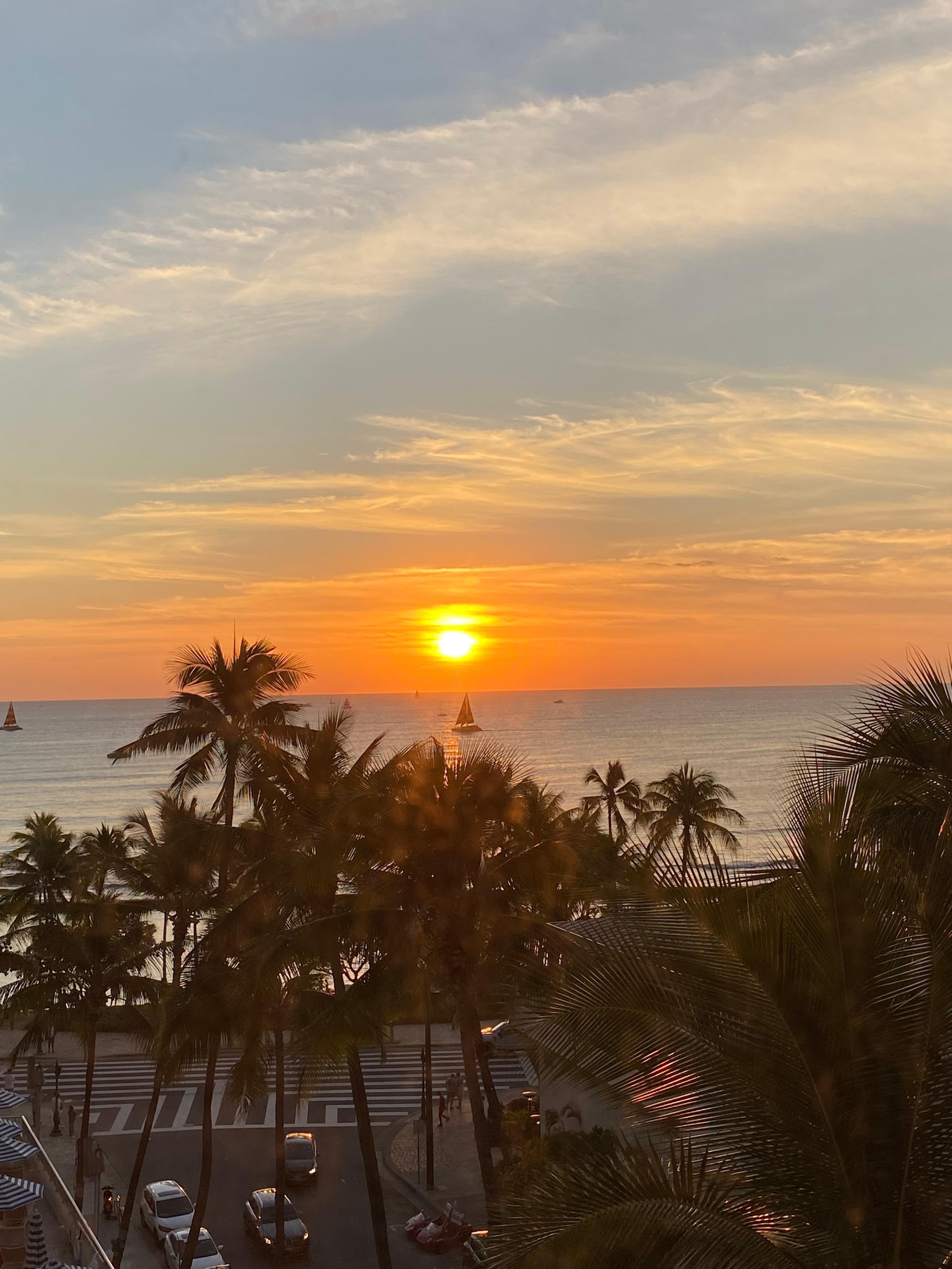 Majestic golden hour from ocean view bedroom
