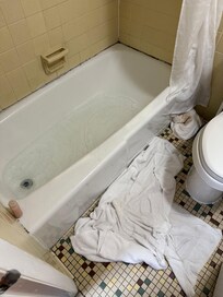 I had to run the water to get it warm enough to shower and then, the bathroom flooded.