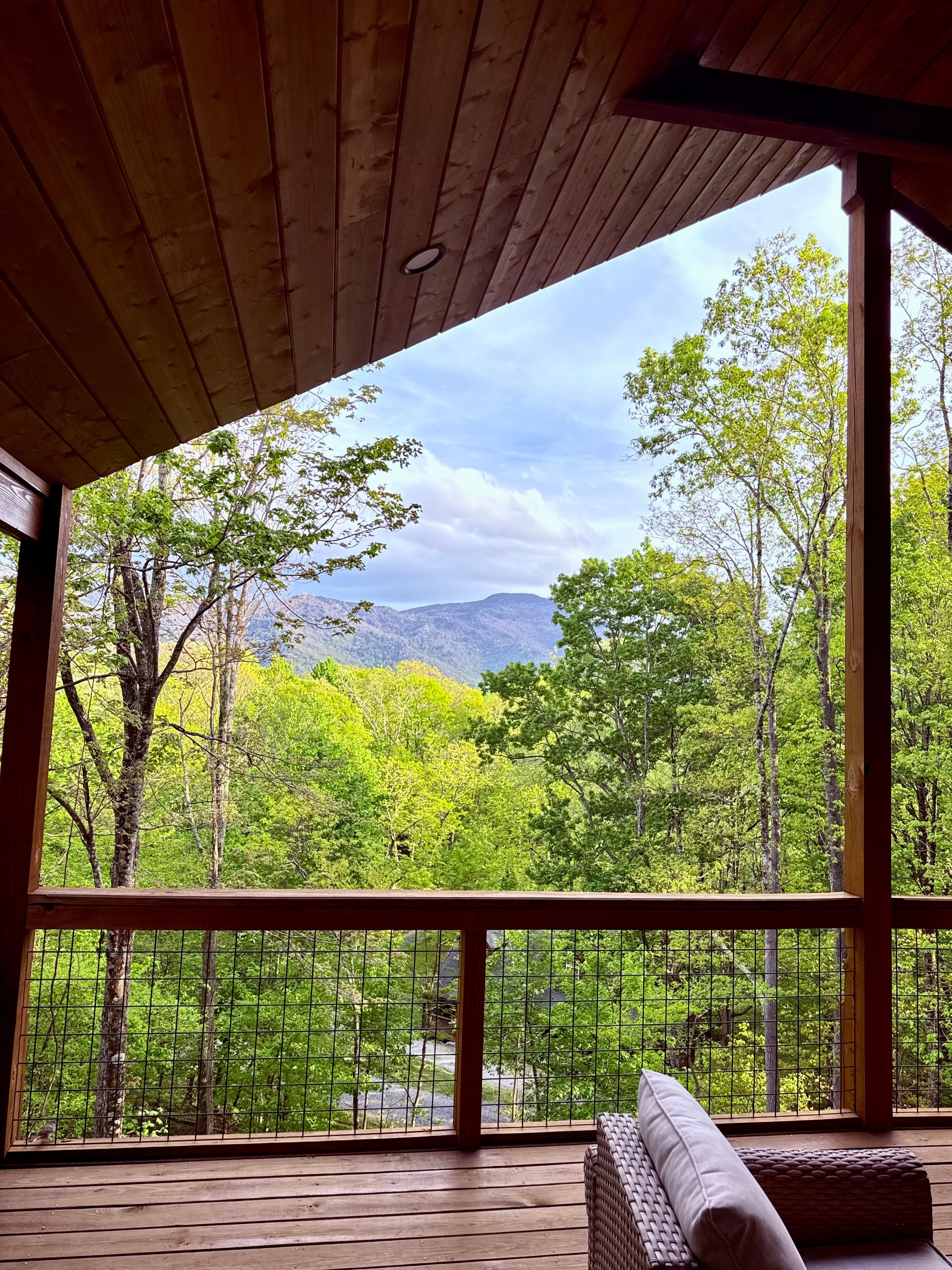 View from the deck. Very comfortable deck furniture & outside gas fireplace. The weather was perfect! 