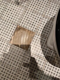 Several loose tiles in the bathroom. One became looser during our stay, so we lifted it so as not to damage it.