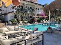 The poolside.