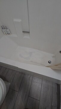 This one also needed to be fixed it was soft foe me to step on its in the tub