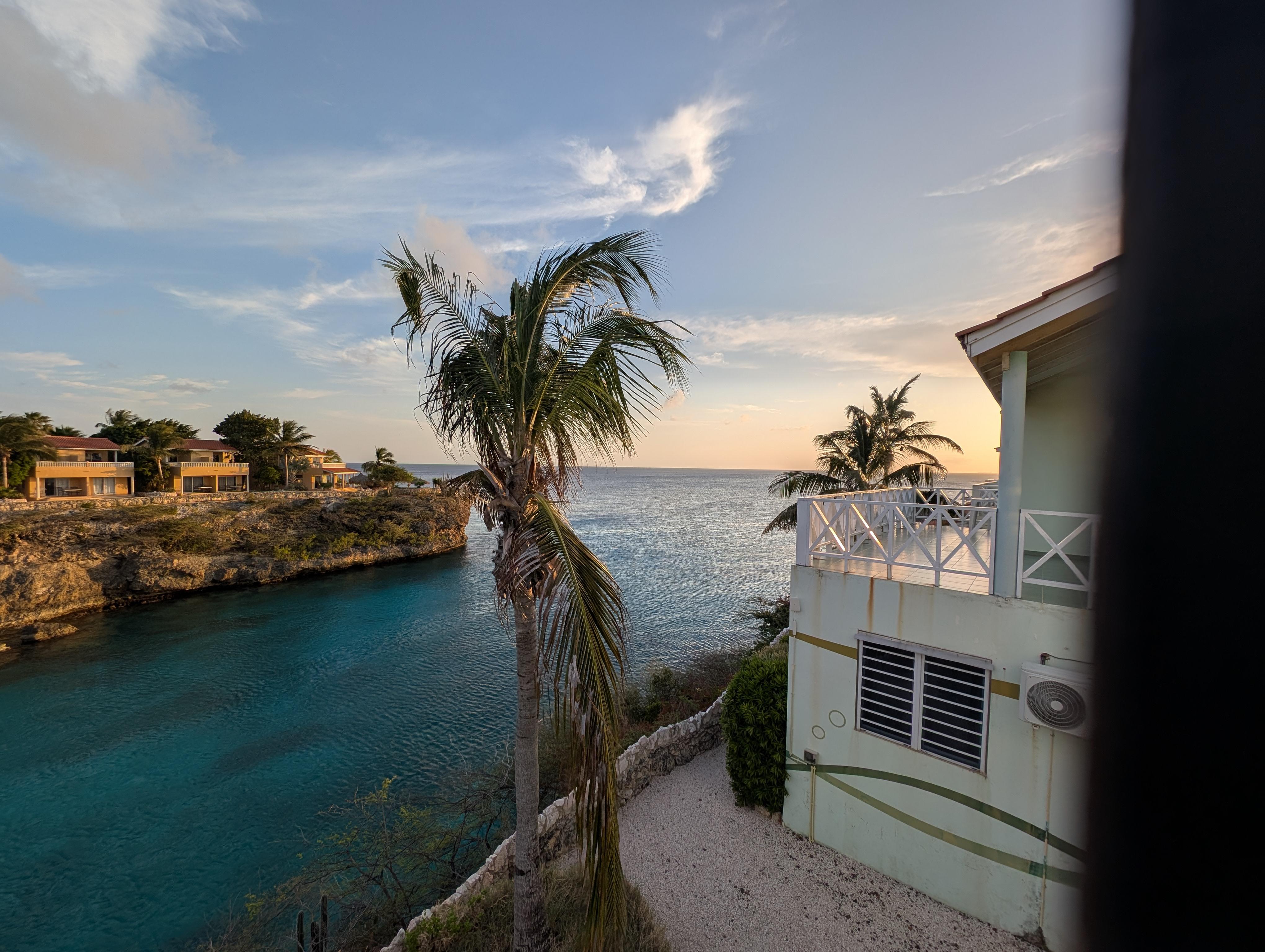 Sunset from upper balcony.