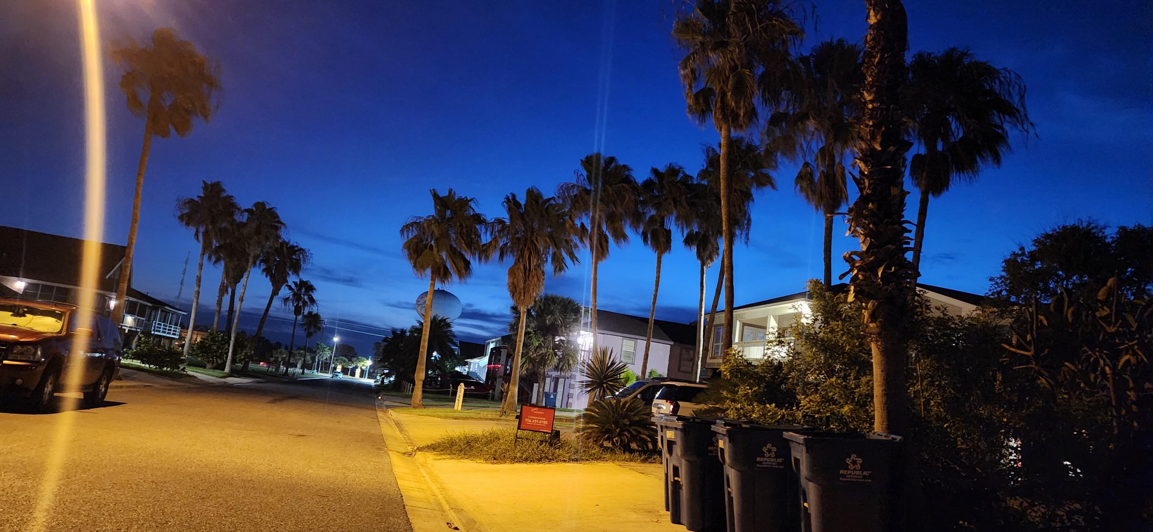 Our street walking back after sunset.
