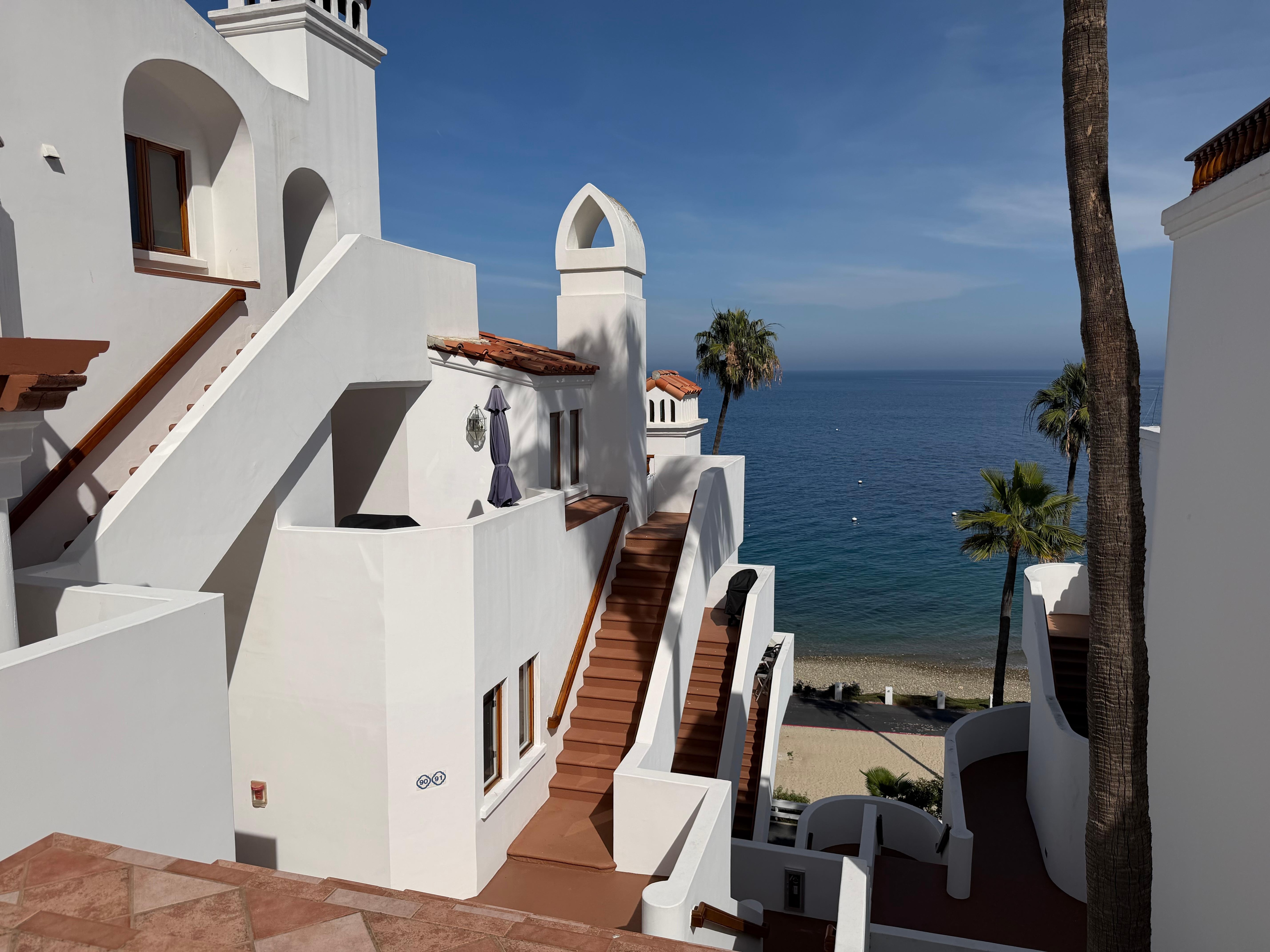 View of the private beach from steps down to the villa #90.