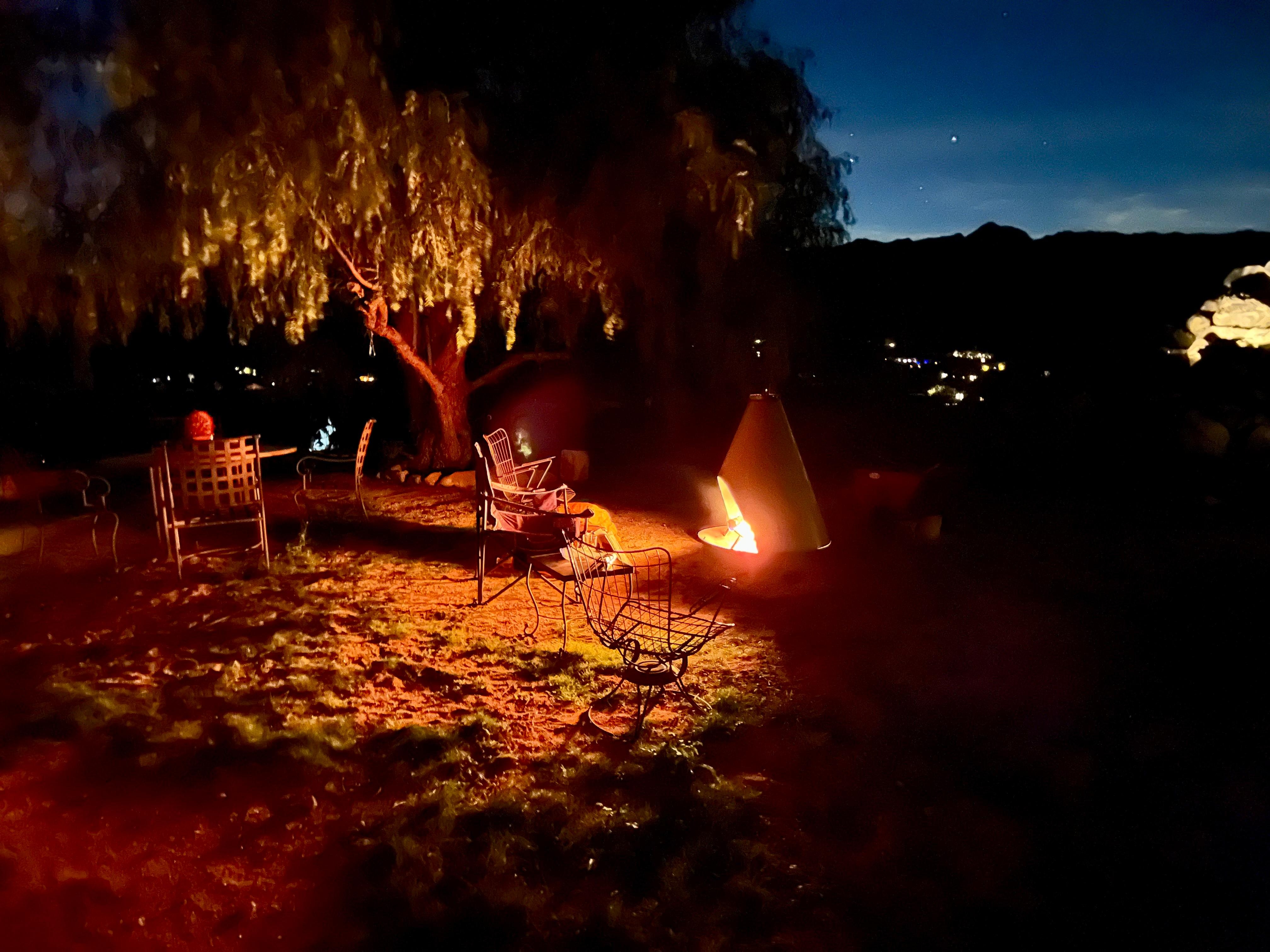This fire pit, the tree and a fine bottle of bourbon capped off a day of hiking in JT. Heaven!