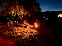 This fire pit, the tree and a fine bottle of bourbon capped off a day of hiking in JT. Heaven!
