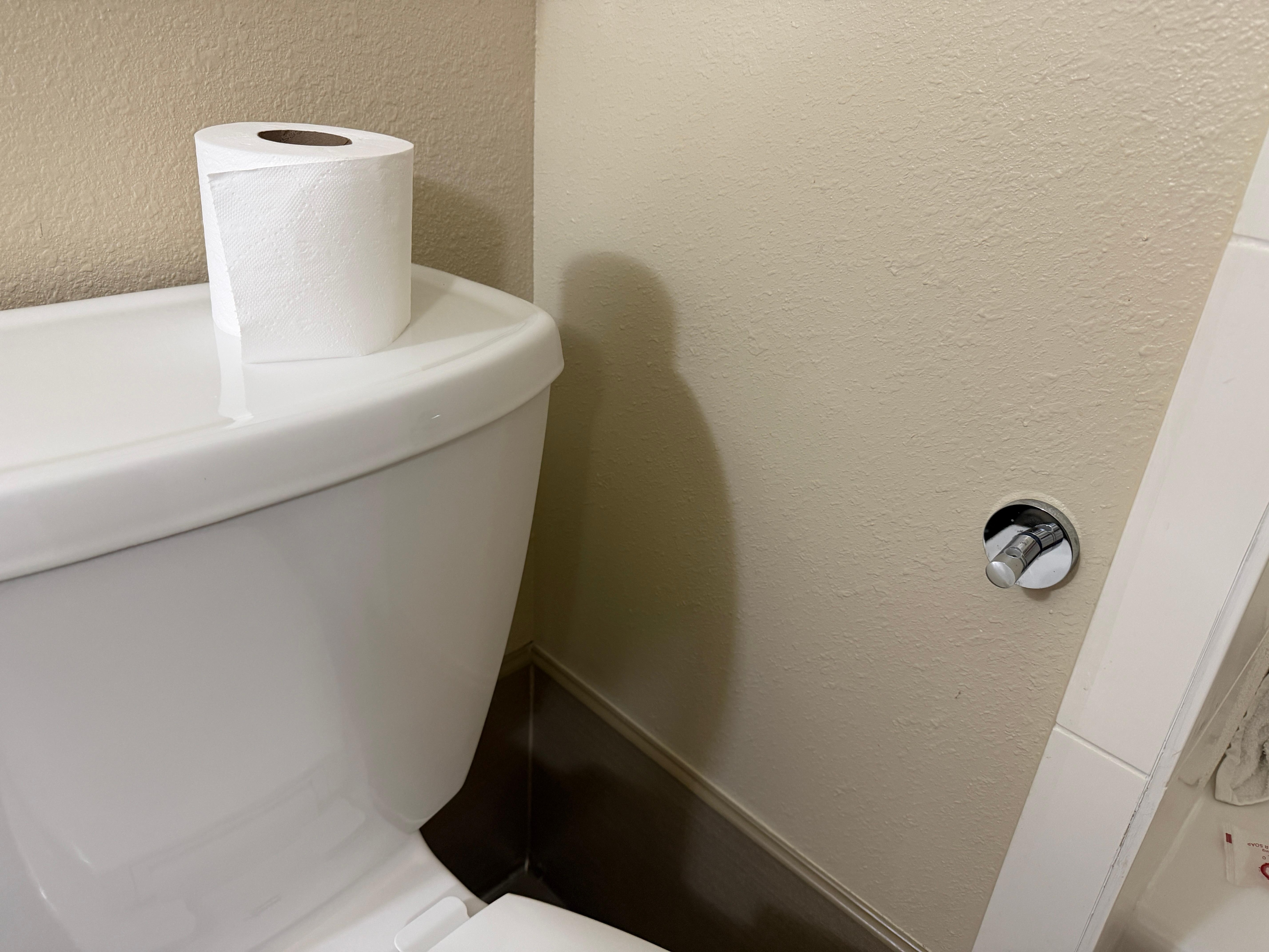 Toilet paper holder was broken when we arrived. 