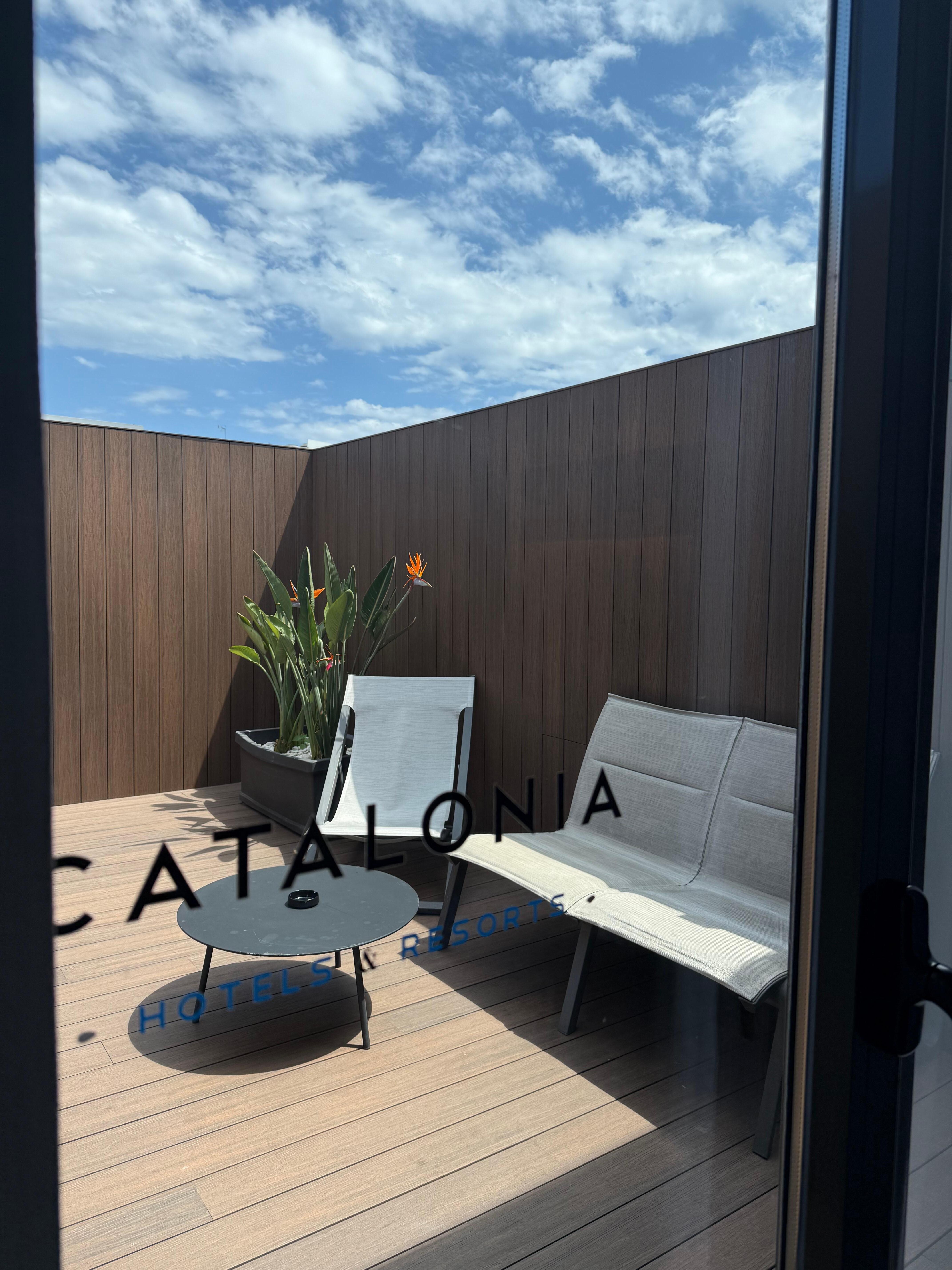 Beautiful private terrace on the rooftop pool level. 