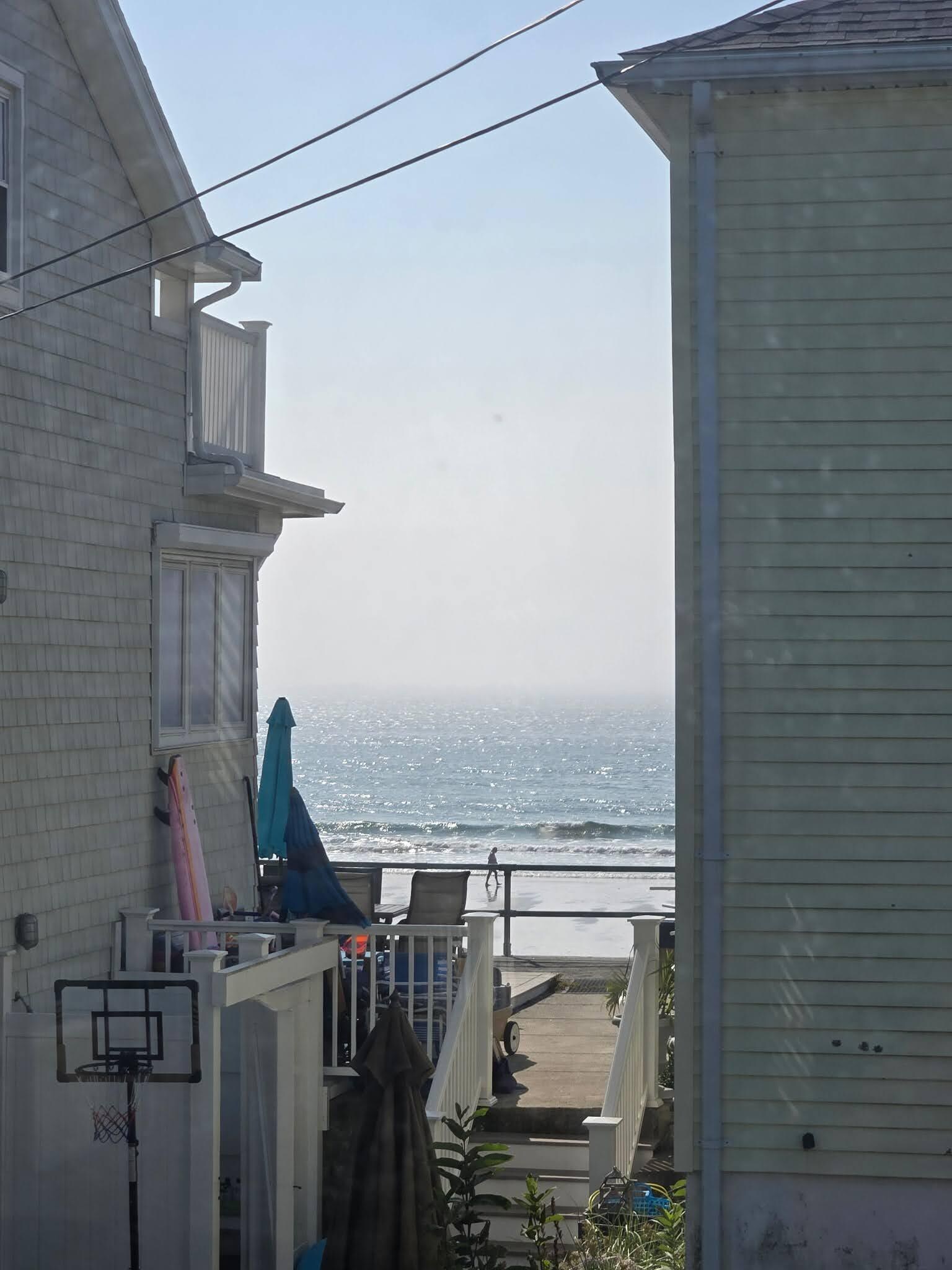 View from the front porch, the front of the house is all windows.