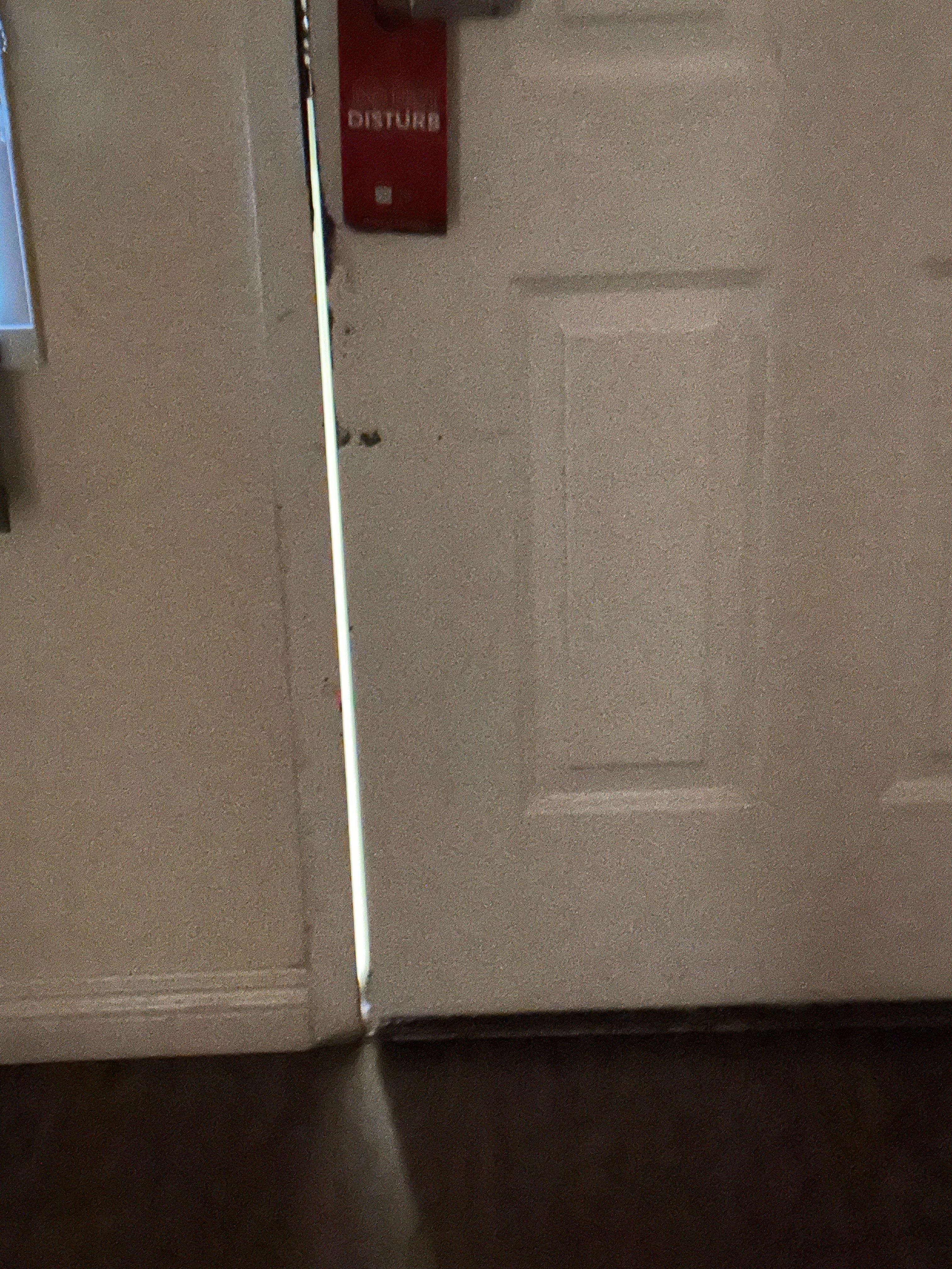 Gap in door to outside.