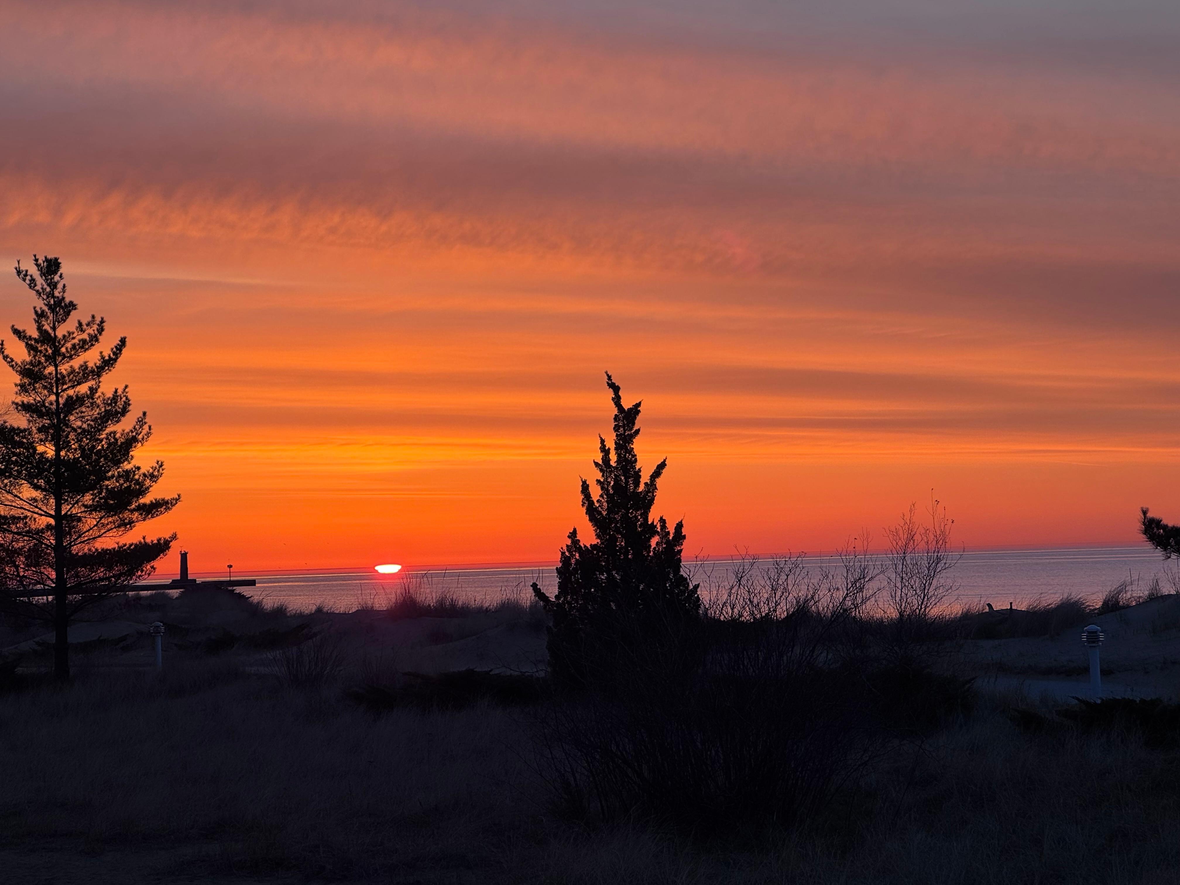 Sunrise on Lake Michigan from the porch of the condo