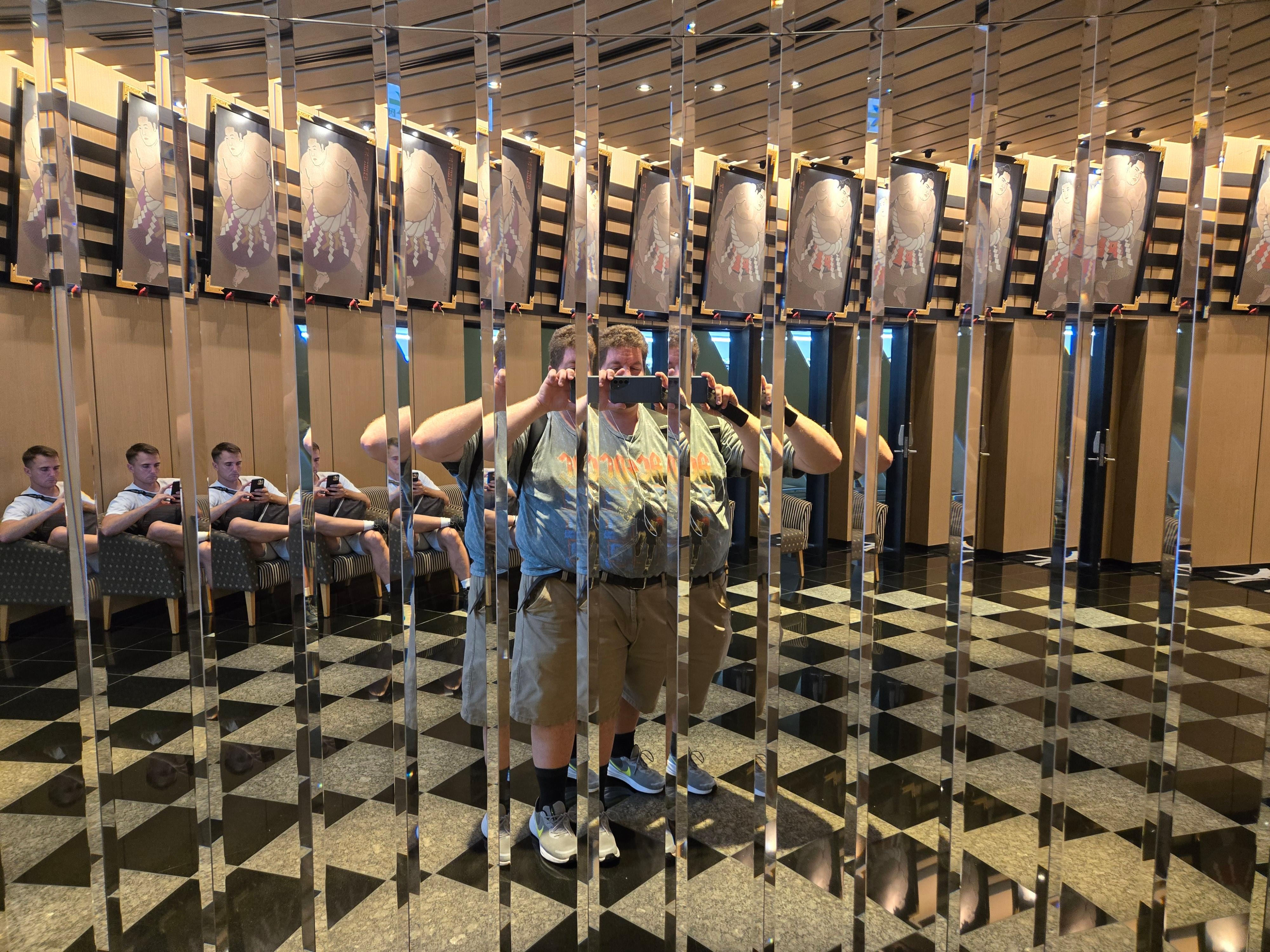 This is a mirror corner near the conveny inside.