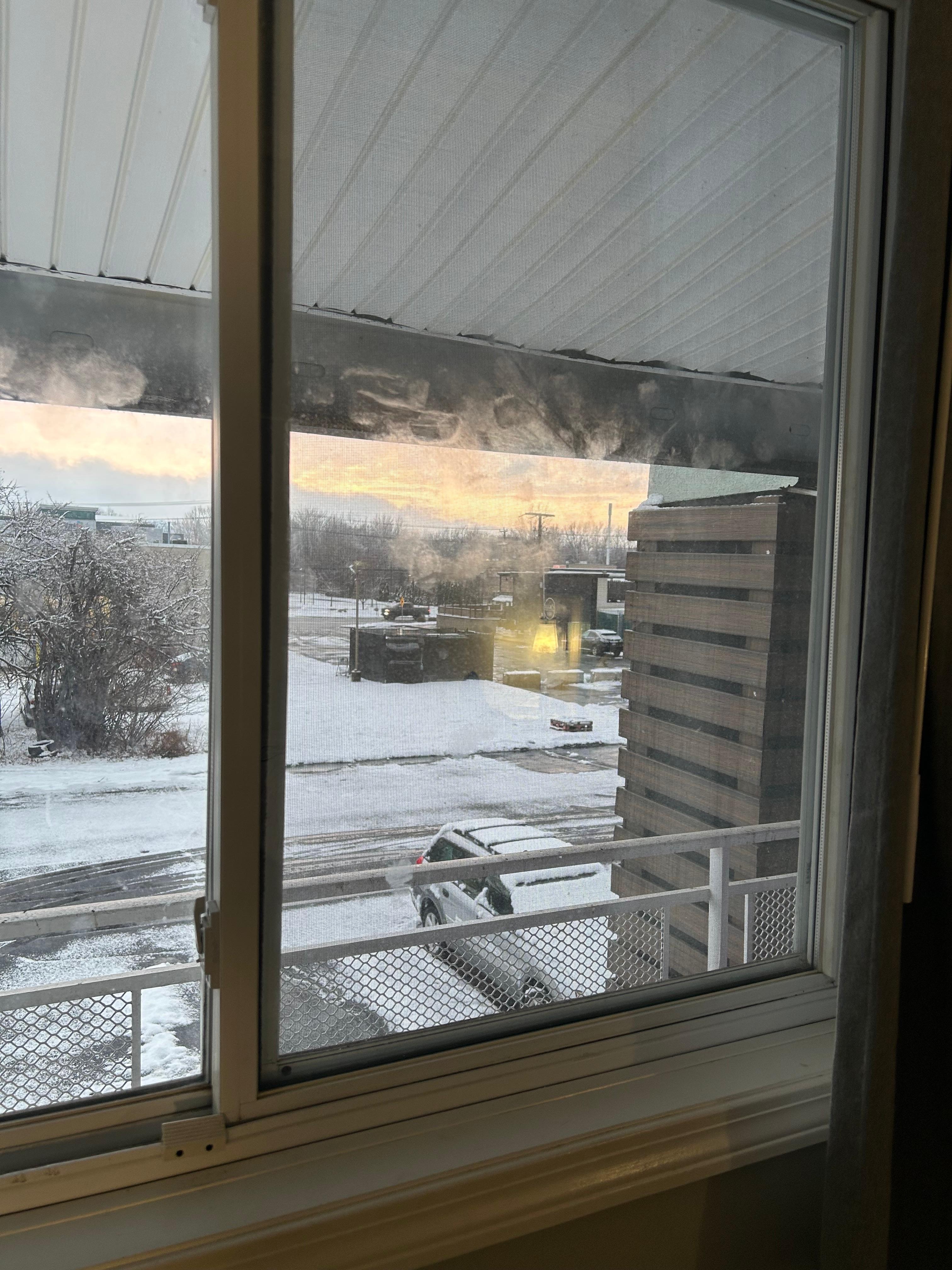 Filthy windows. Worse in person. 