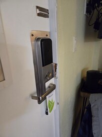 Entry door with obvious door tampering